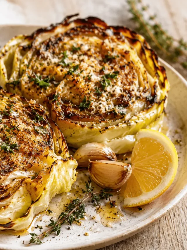 Blistered Cabbage Steaks in Garlic Herb Butter