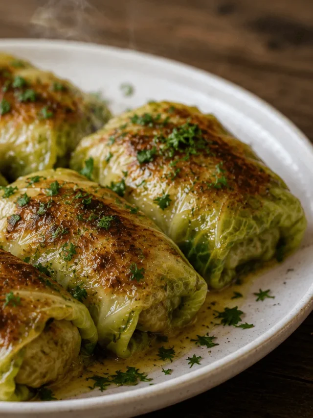 Cabbage Dumplings with Mushroom & Rice