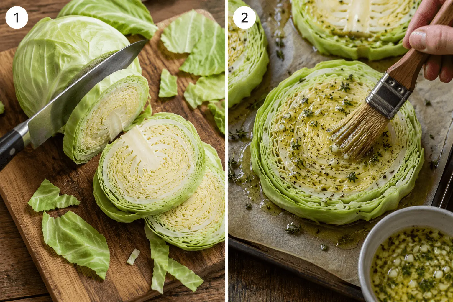 Blistered Cabbage Steaks stage 1
