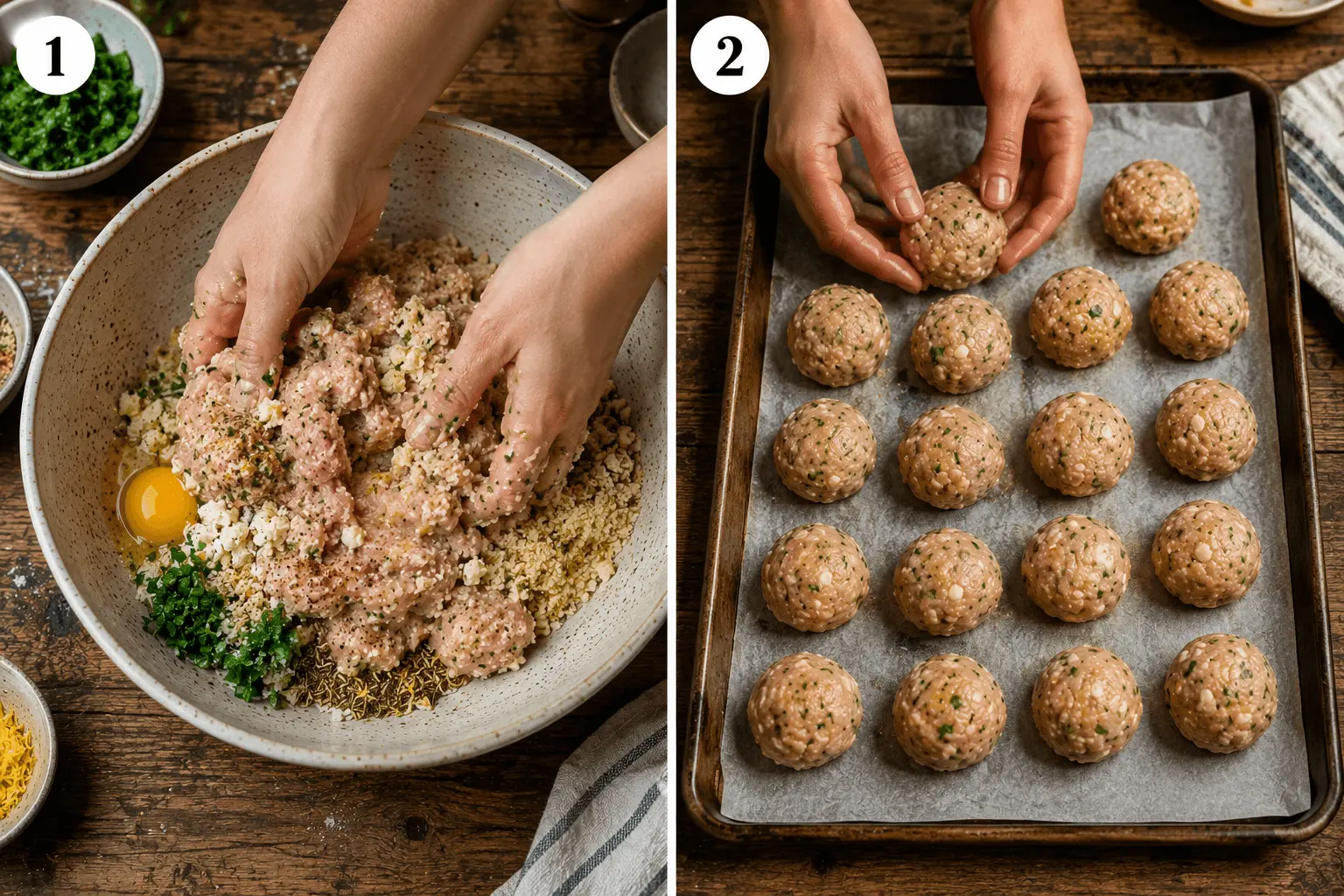 greek chicken meatballs stage 1