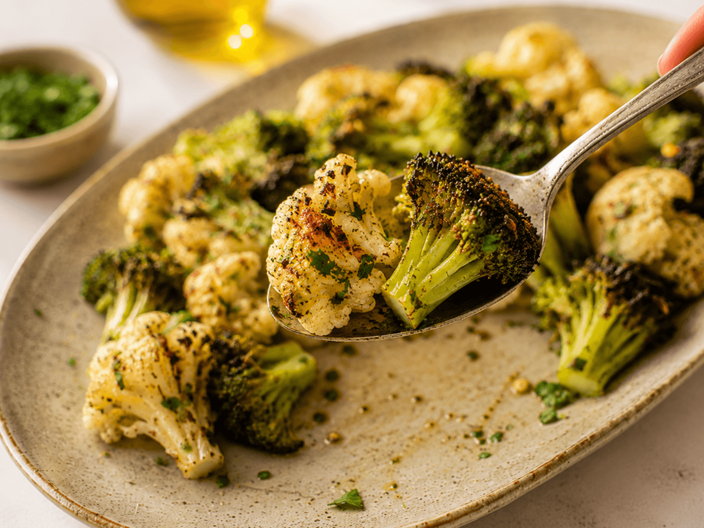 roasted broccoli and cauliflower final image
