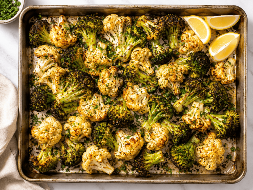 roasted broccoli and cauliflower stage 3