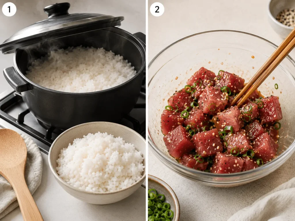 tuna poke bowl stage 1
