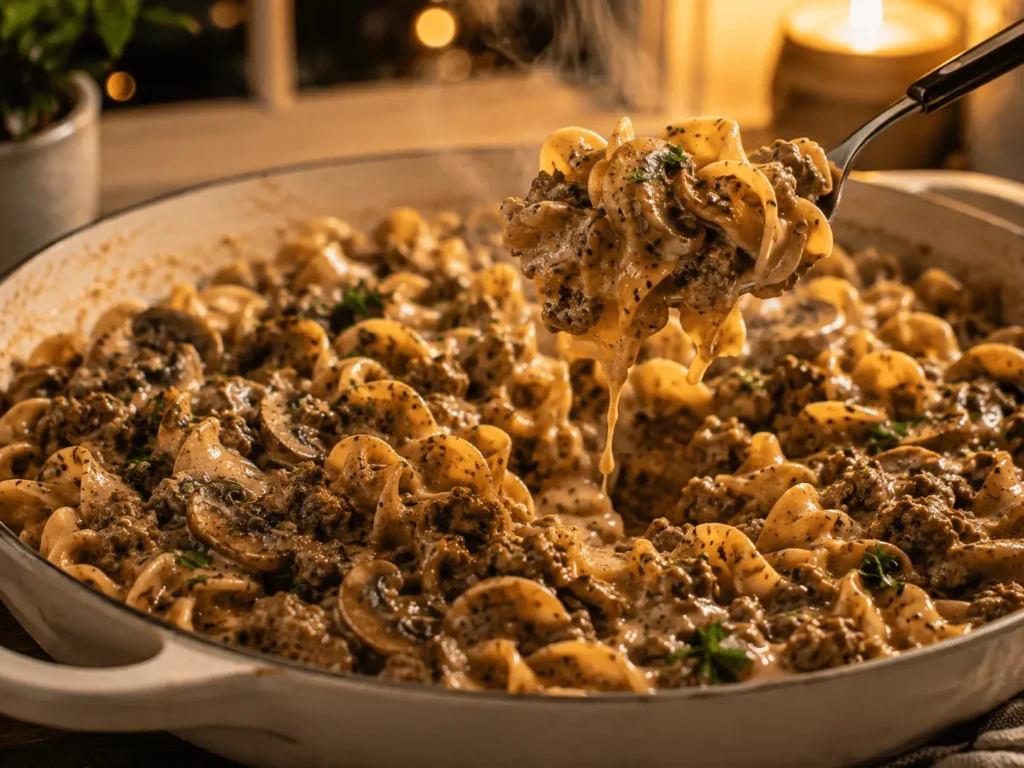 beef stroganoff with cream of mushroom soup final image