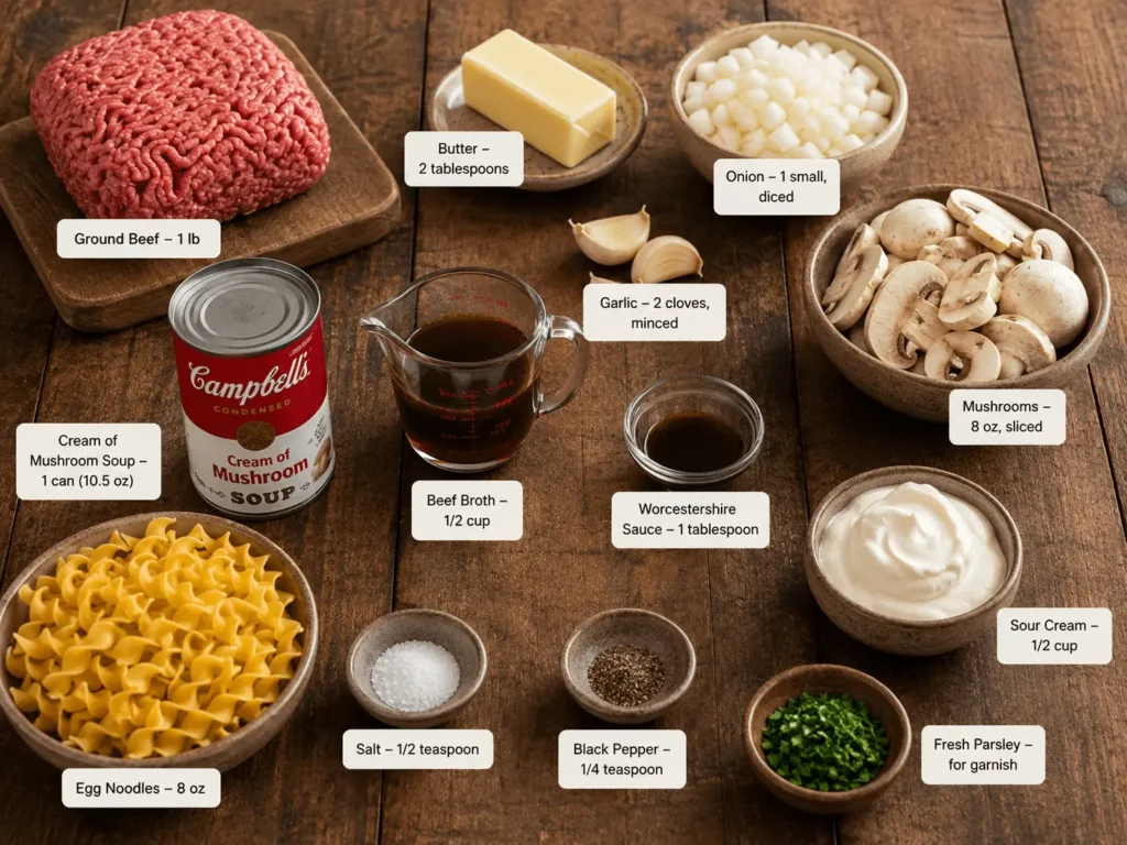 beef stroganoff with cream of mushroom soup recipe