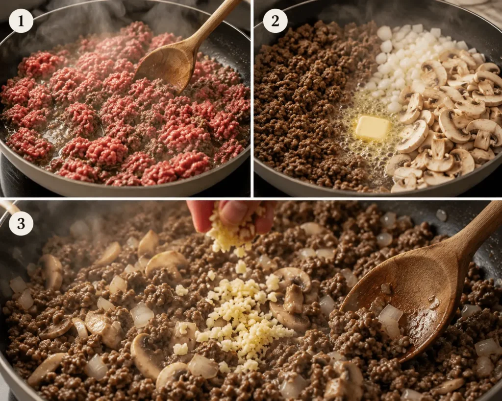 beef stroganoff with cream of mushroom soup stage 1