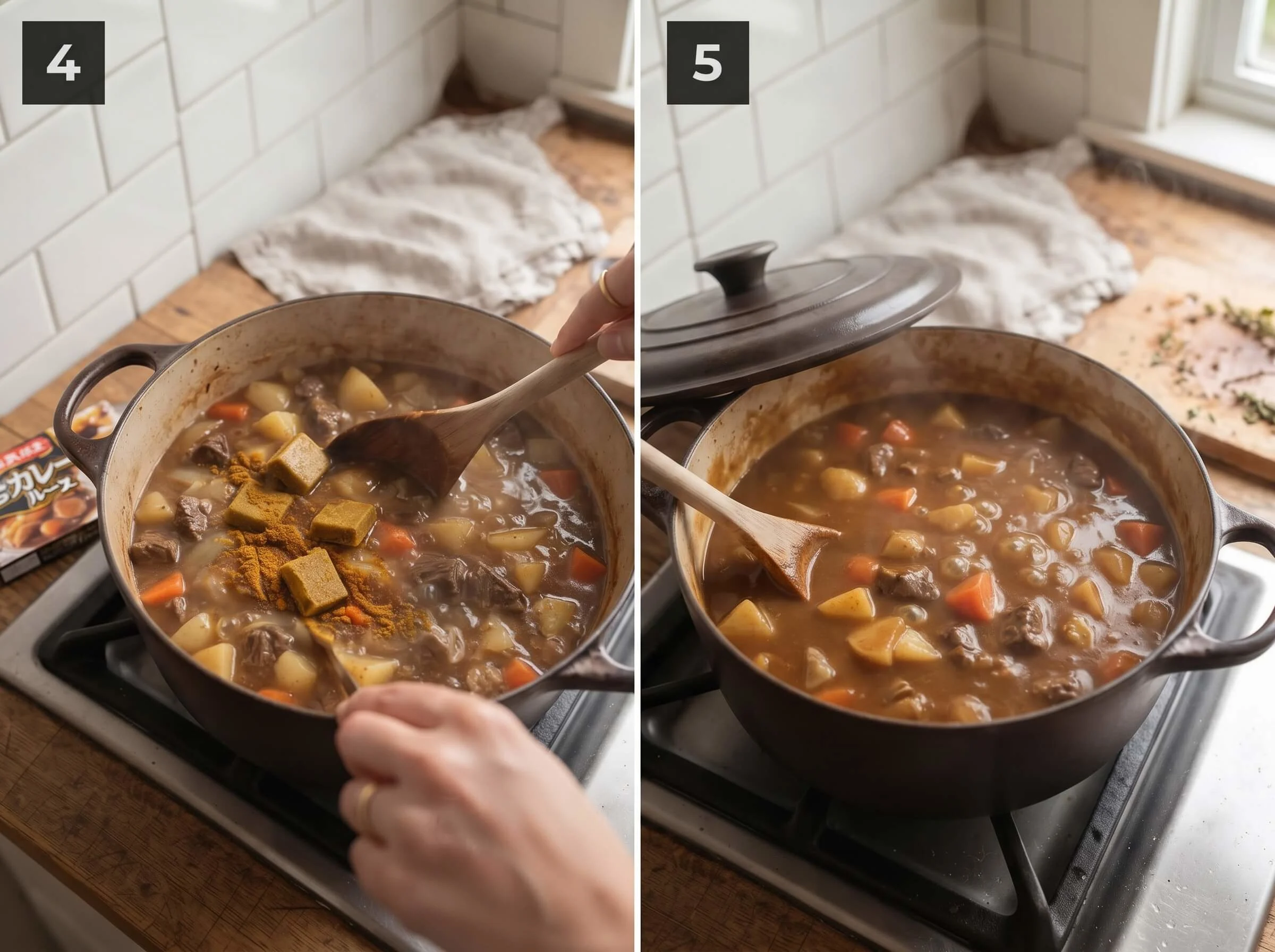 japanese curry recipe Add the Curry Roux and Thicken