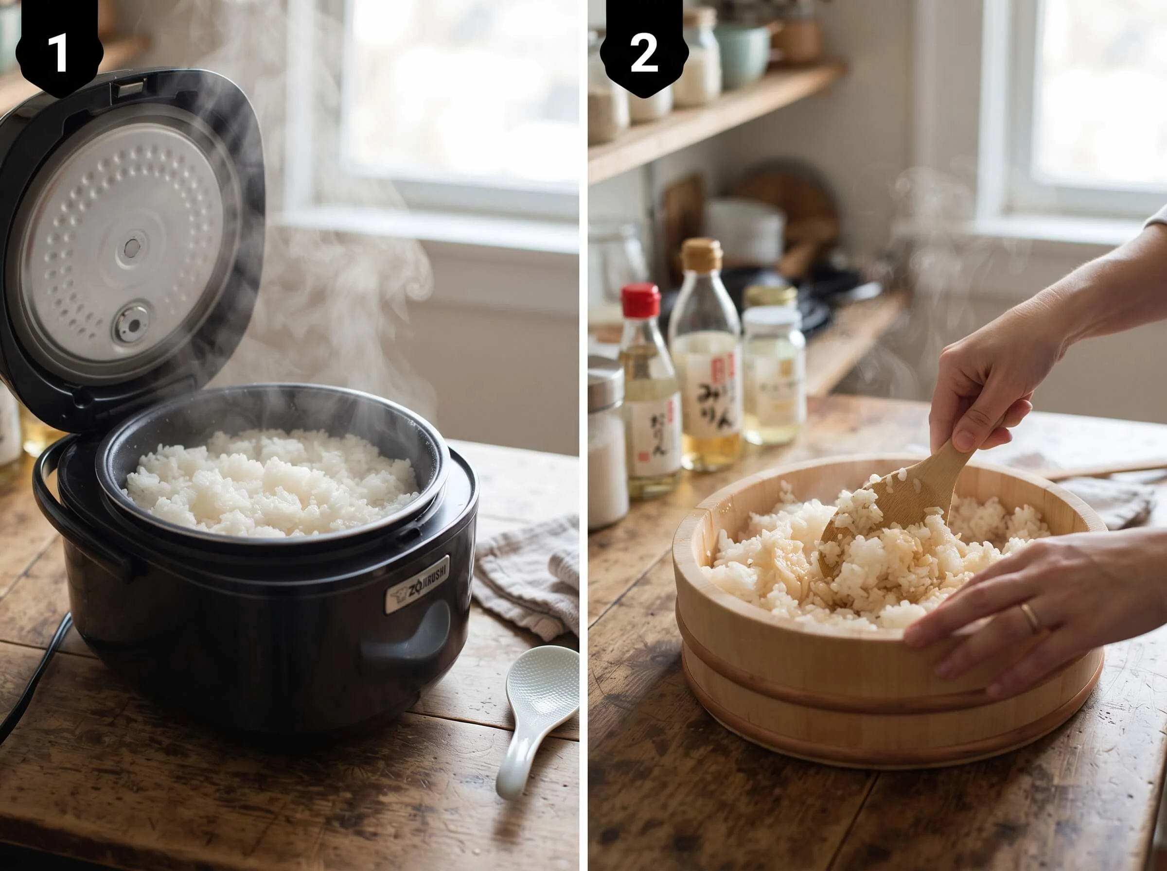 onigiri recipe Cook and Season the Rice