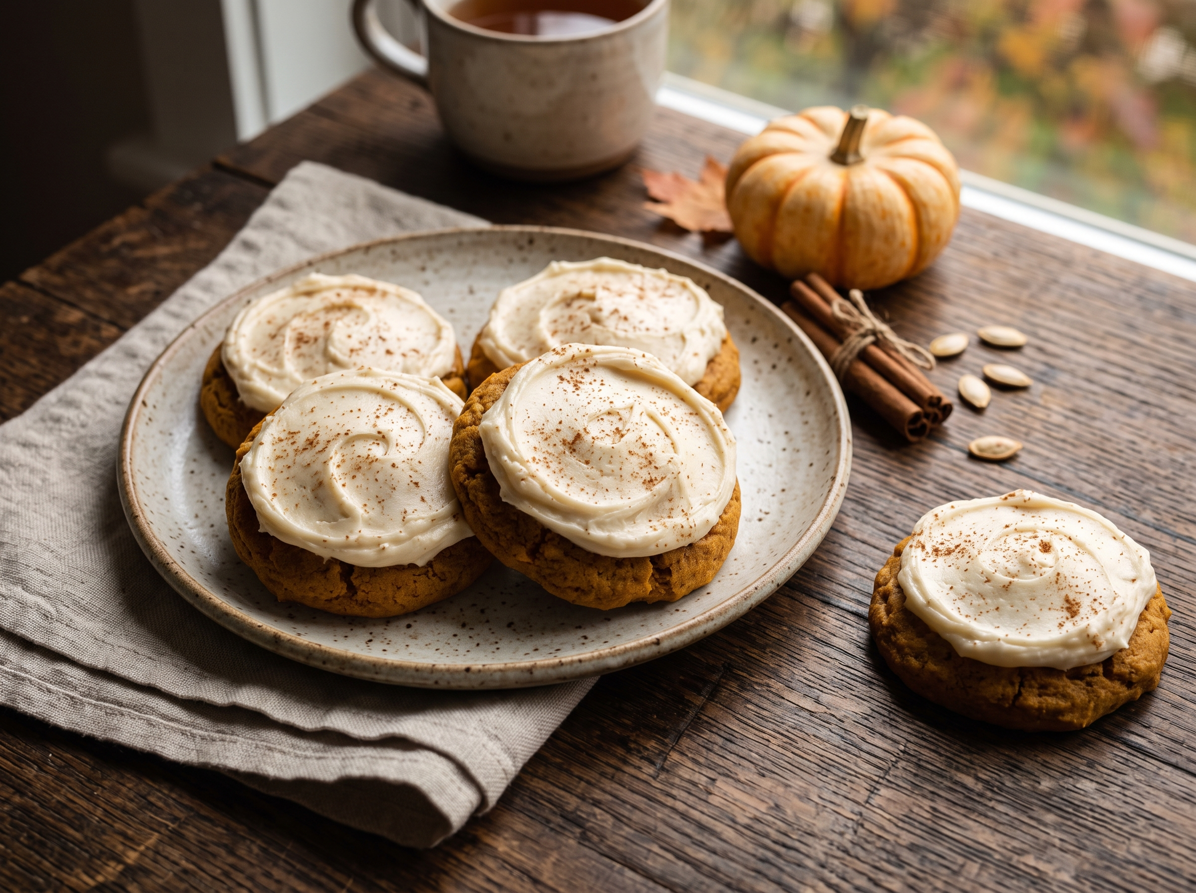 pumpkin cookies with cream cheese frosting