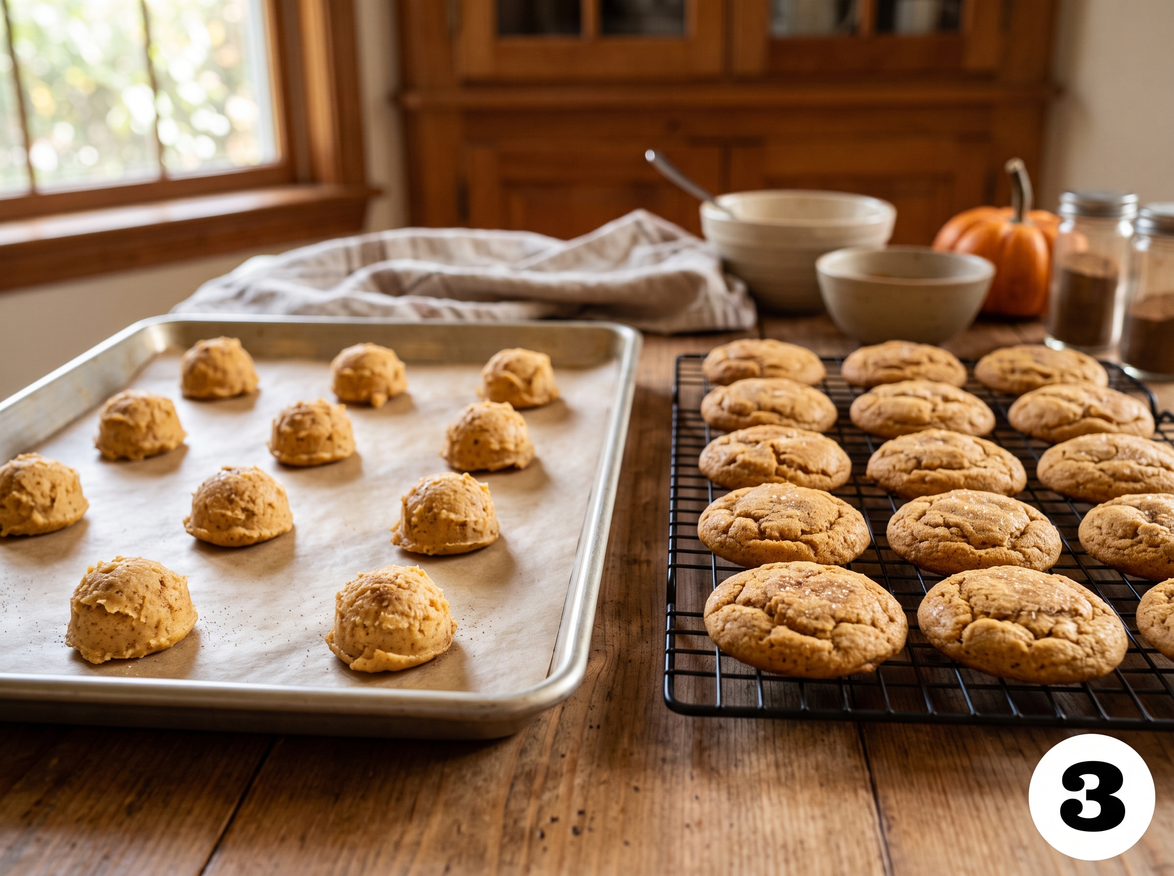 pumpkin cookies with cream cheese frosting stage 2