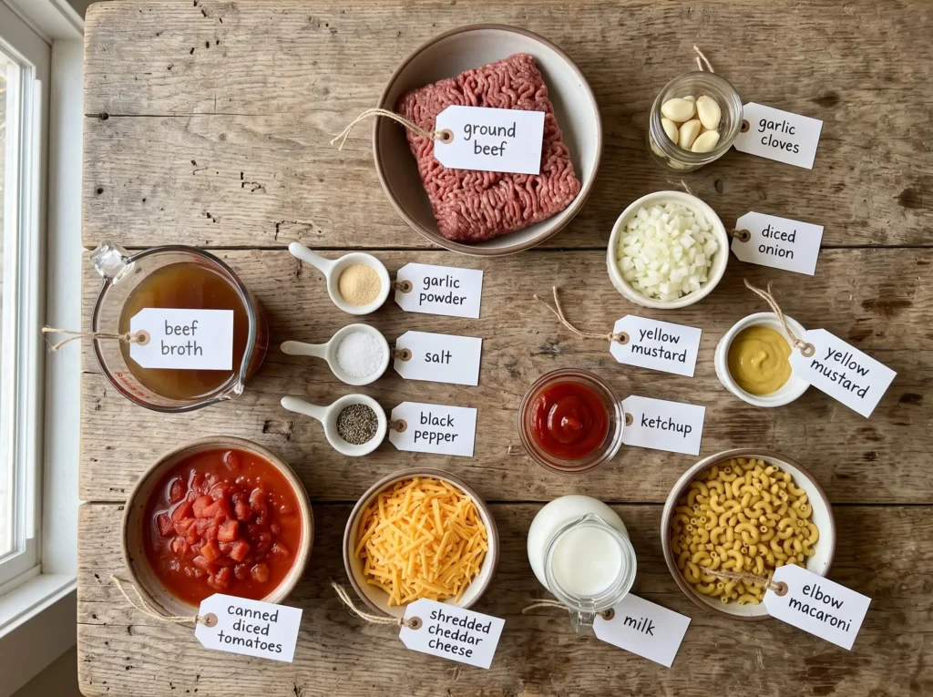 cheeseburger mac and cheese Ingredients