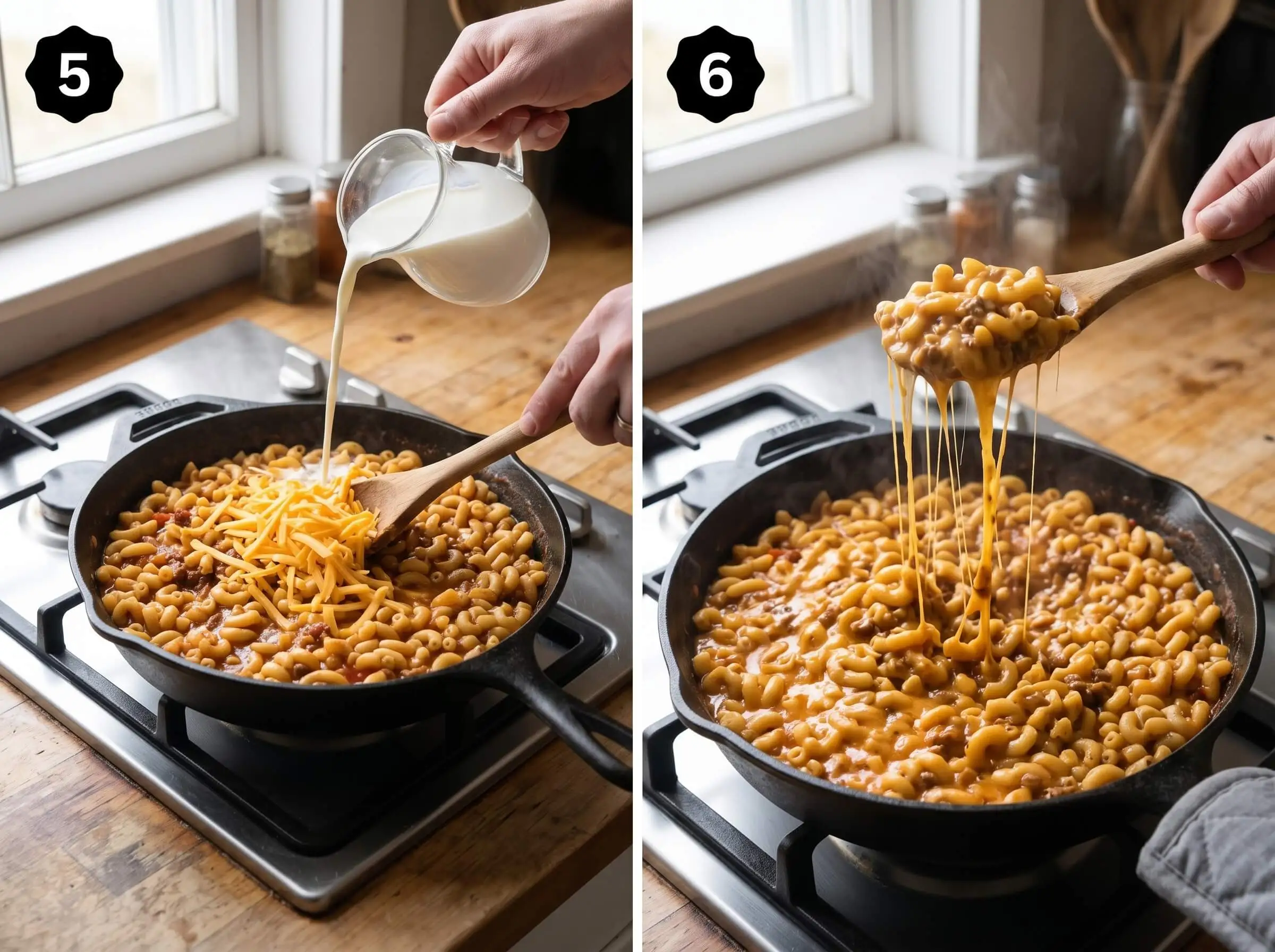 cheeseburger mac and cheese Add the Cheese and Finish