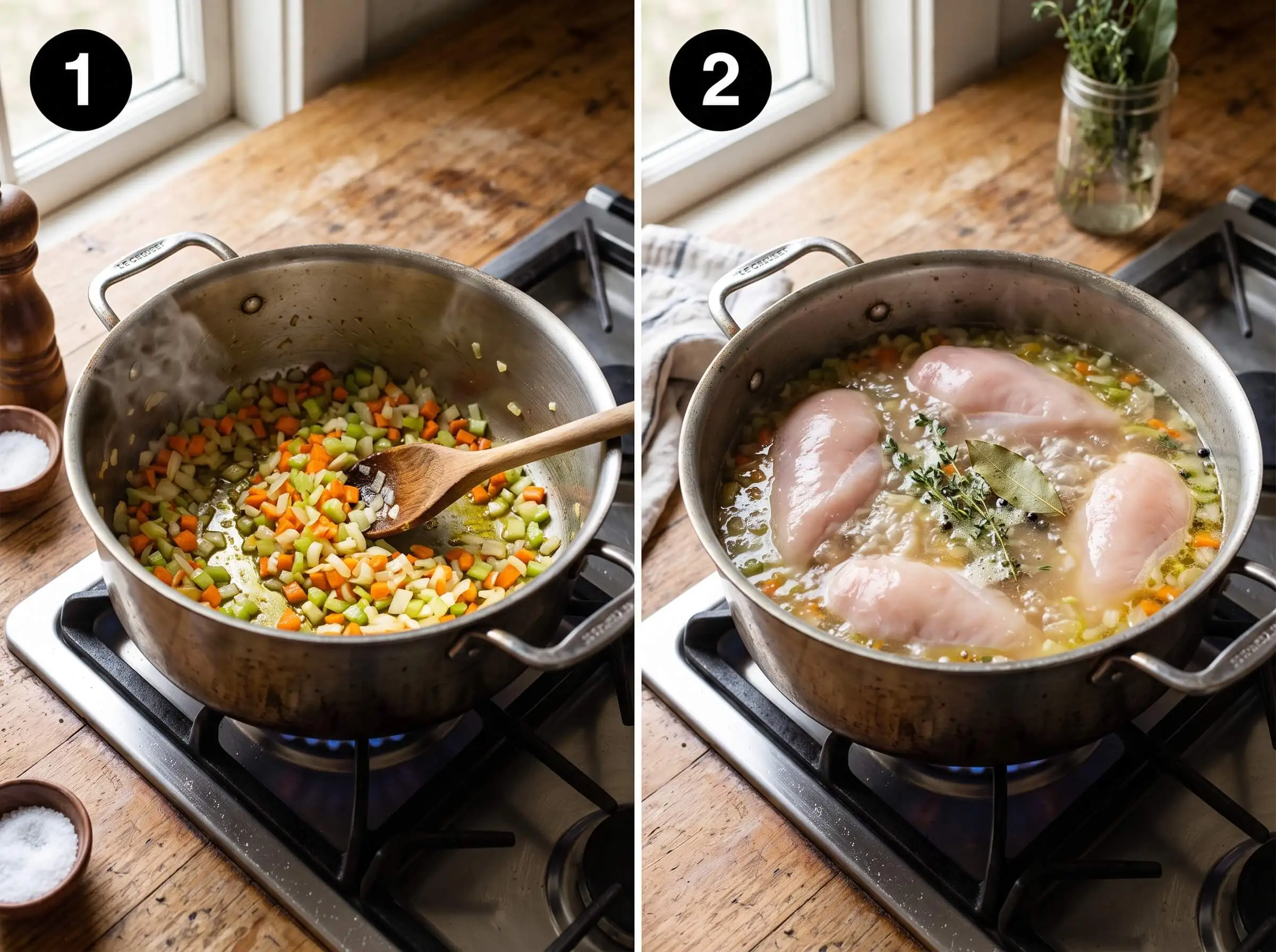 greek lemon chicken orzo soup Sauté the Aromatics and Start the Soup