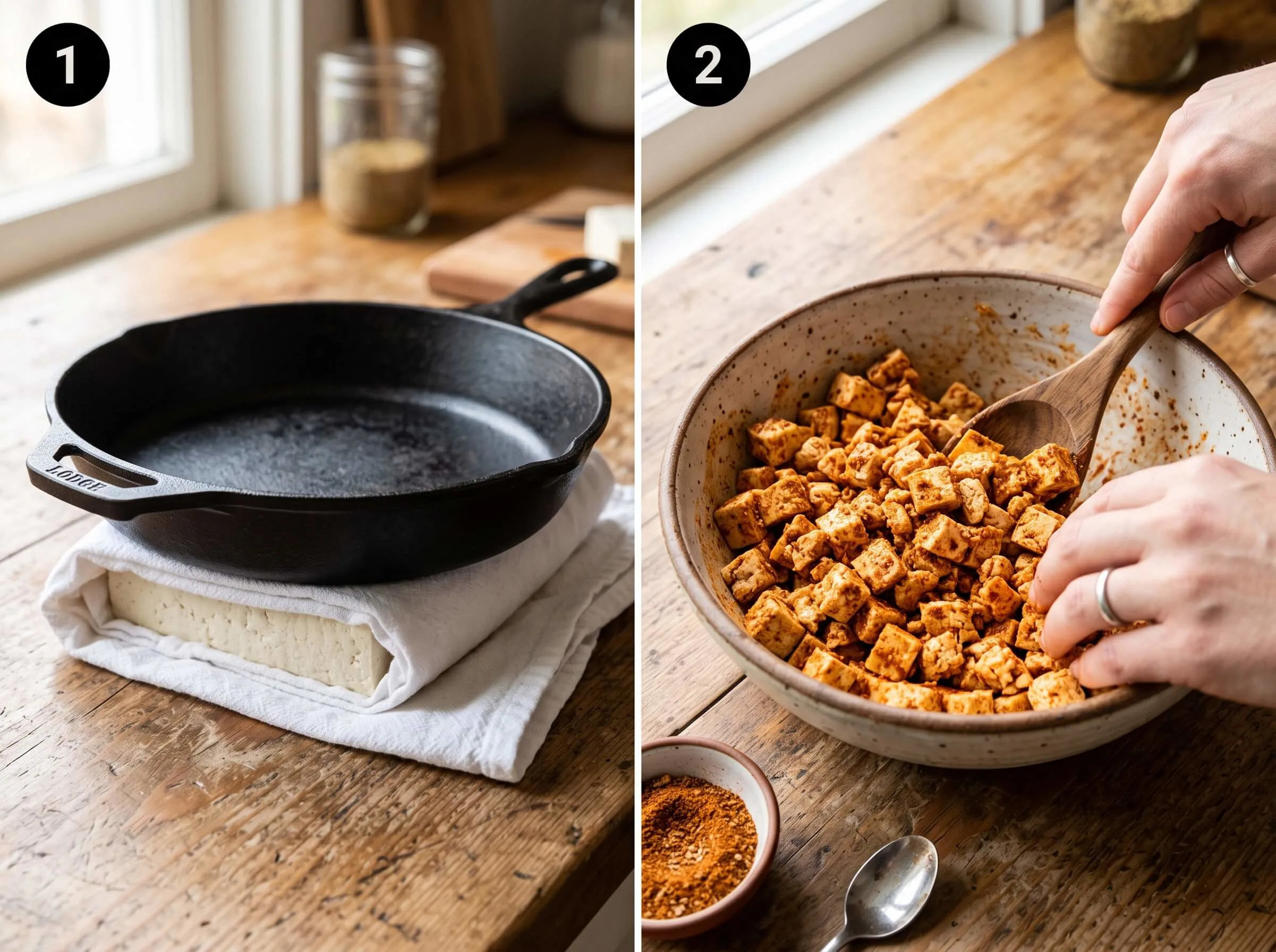 tofu tacos recipe Press and Season the Tofu