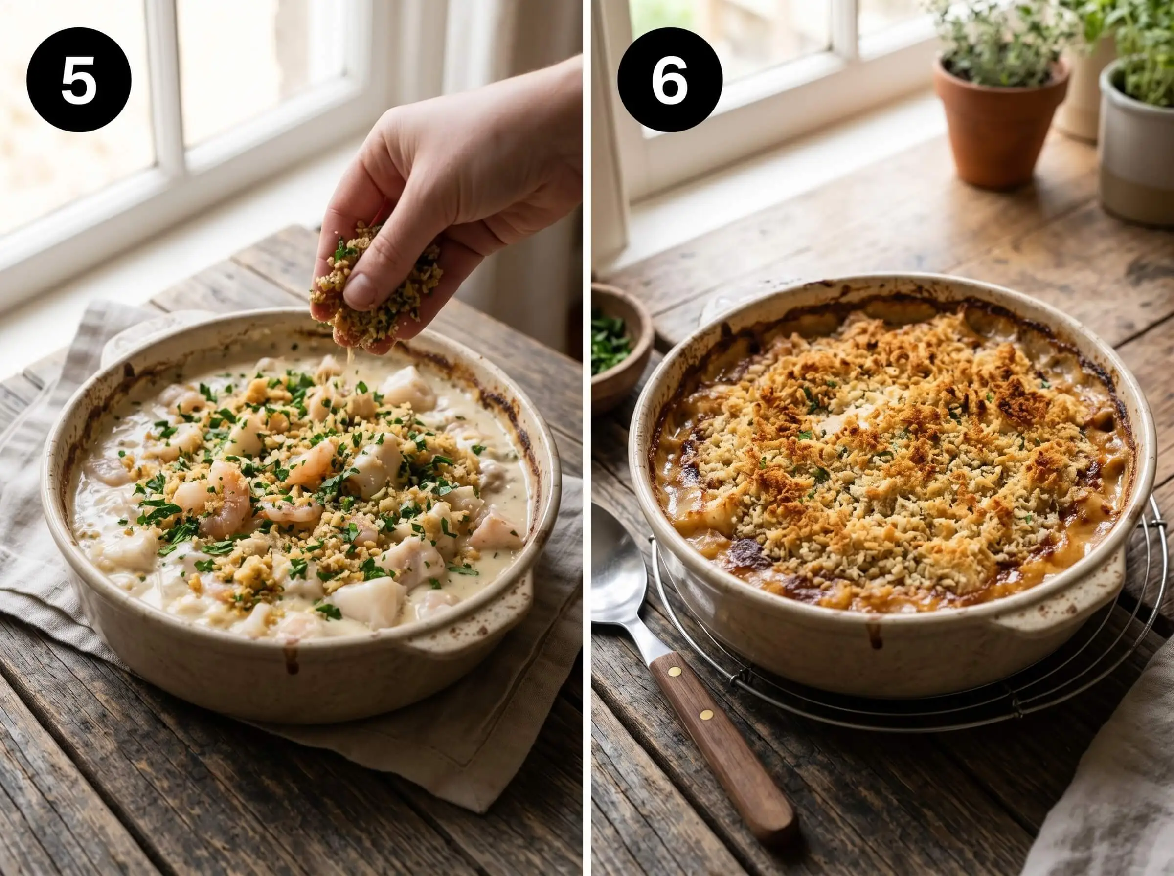 seafood casserole Add the Topping and Bake