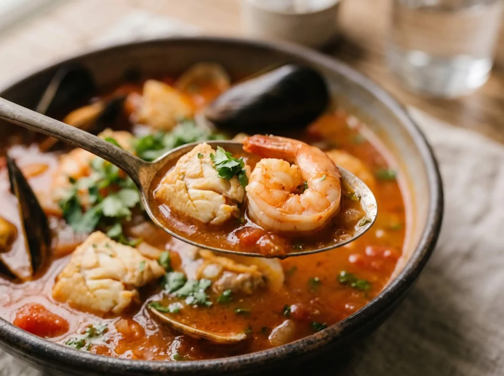 sopa de mariscos final result