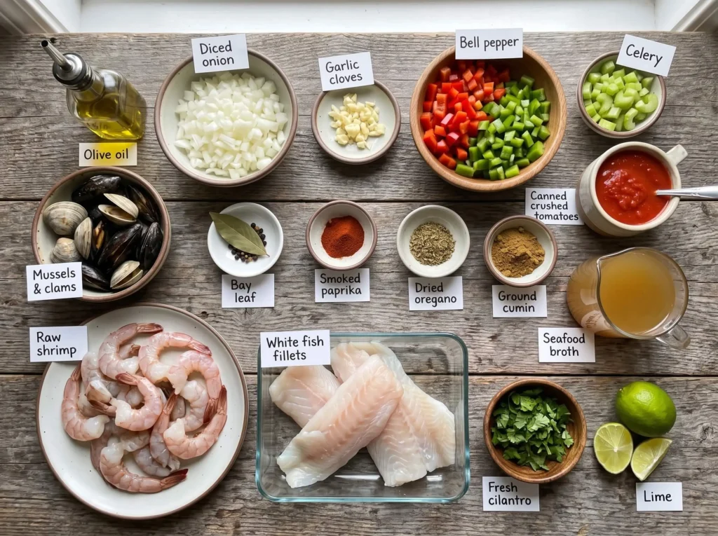 sopa de mariscos Ingredients