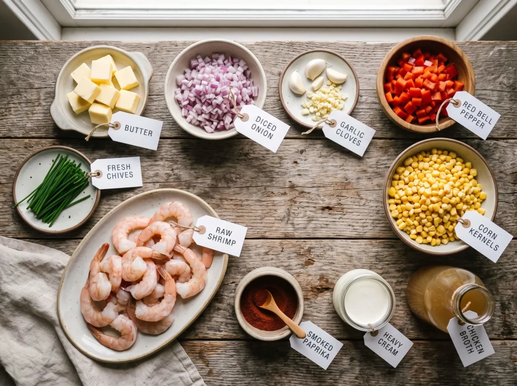 shrimp and corn soup Ingredients