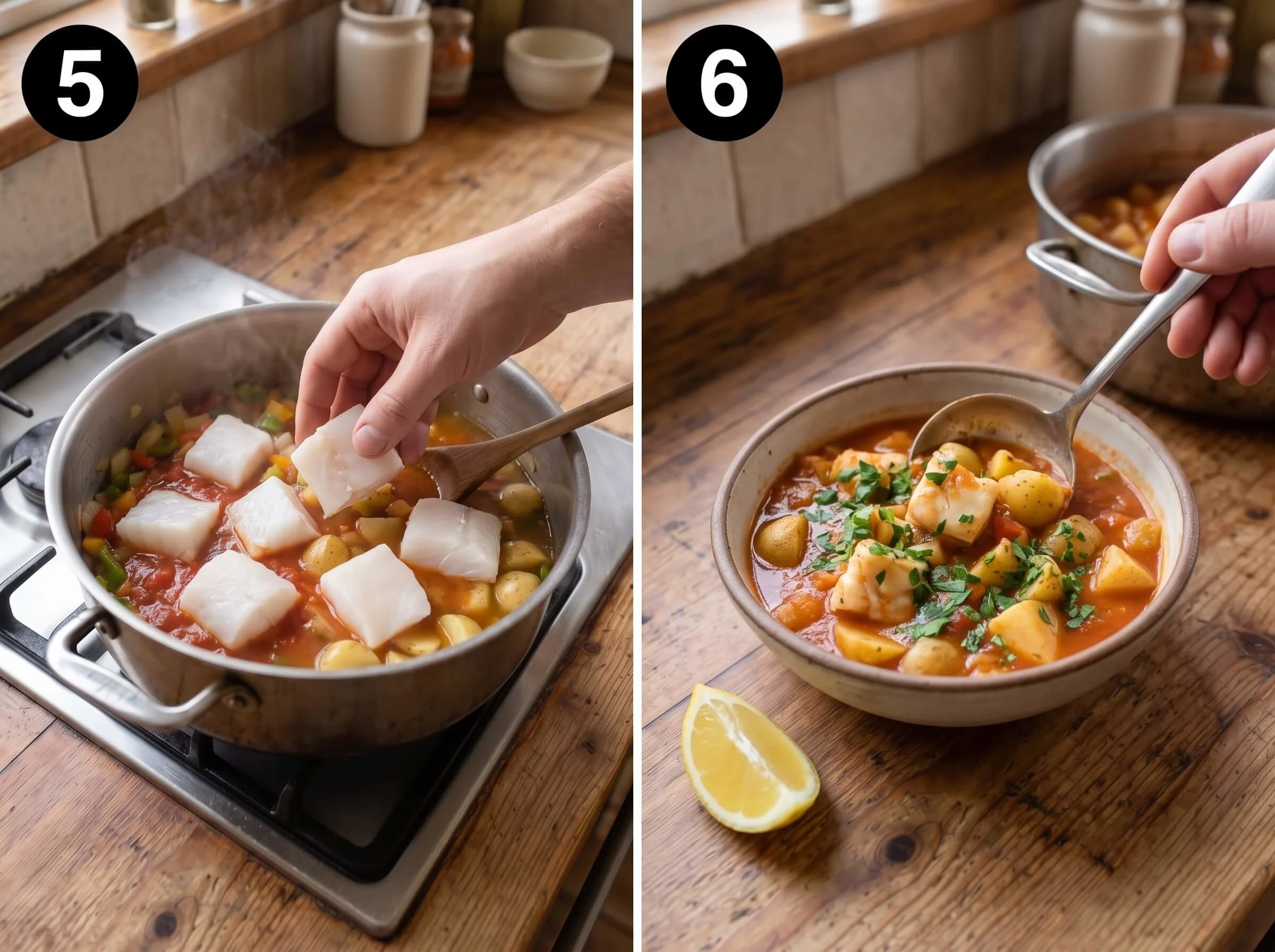 fish stew Add the Fish and Finish