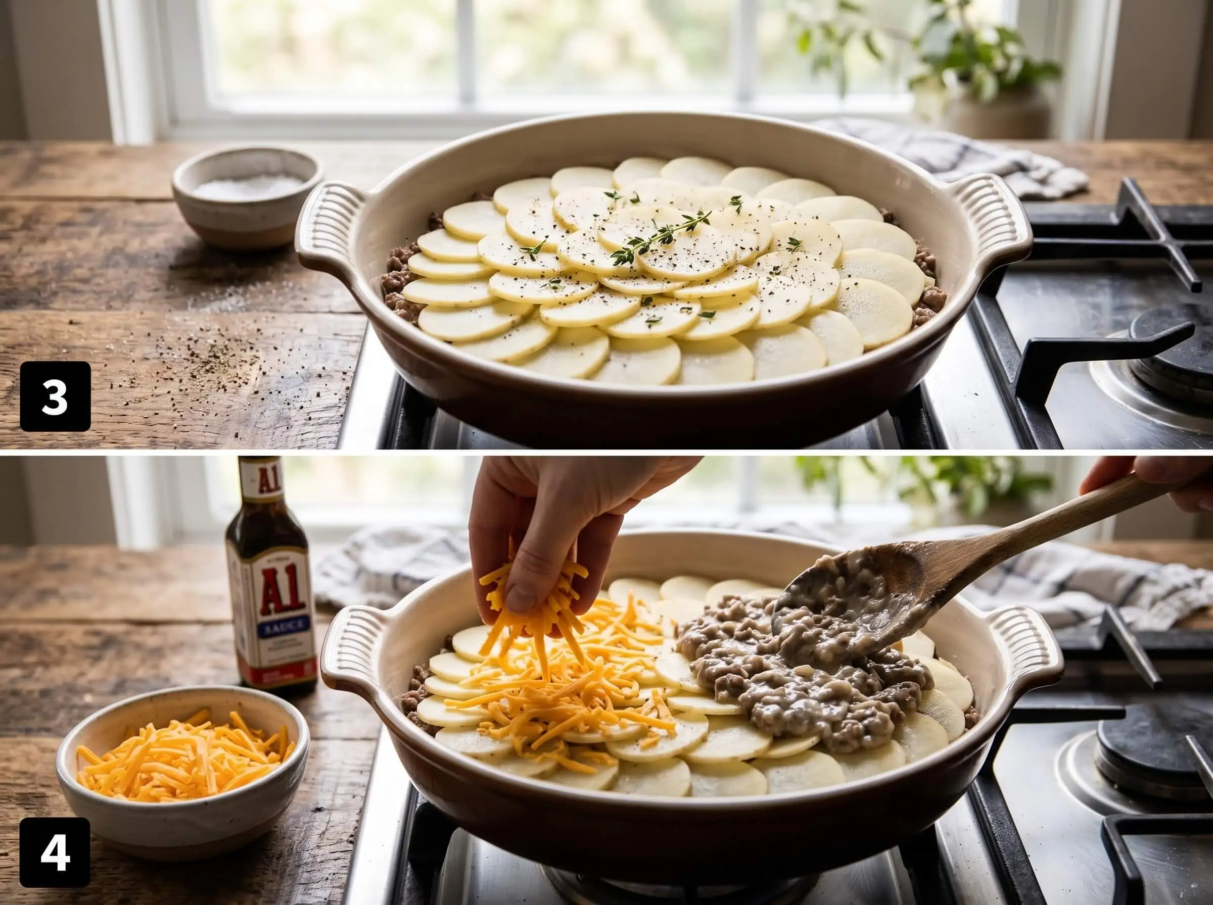 hamburger potato casserole Layer the Casserole
