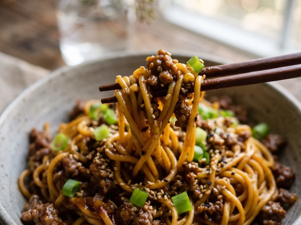 mongolian ground beef recipe final dish
