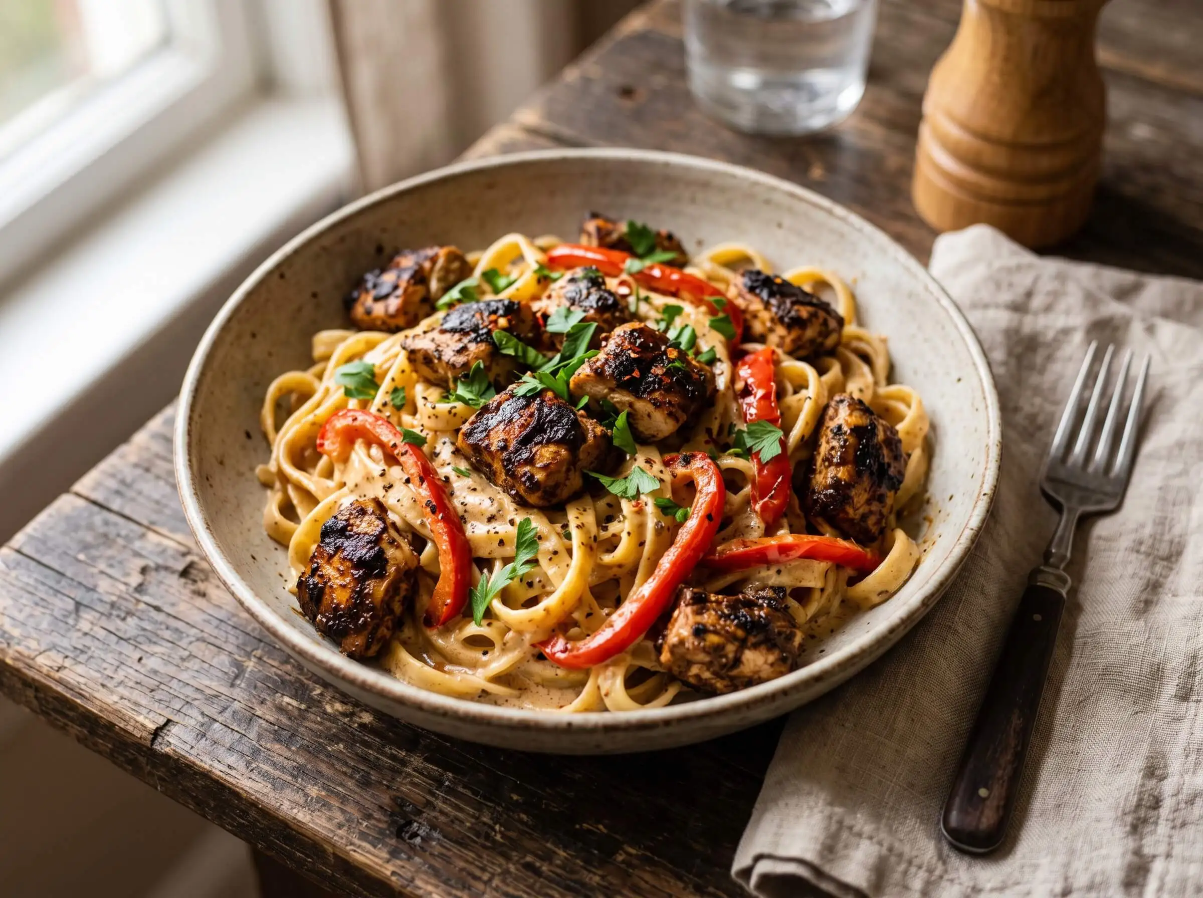 jerk chicken pasta final dish