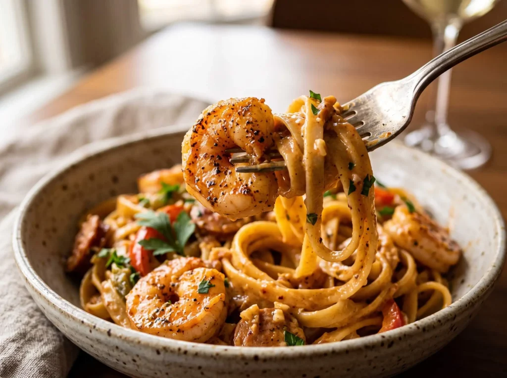 cajun shrimp pasta final result