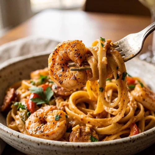 cajun shrimp pasta final result