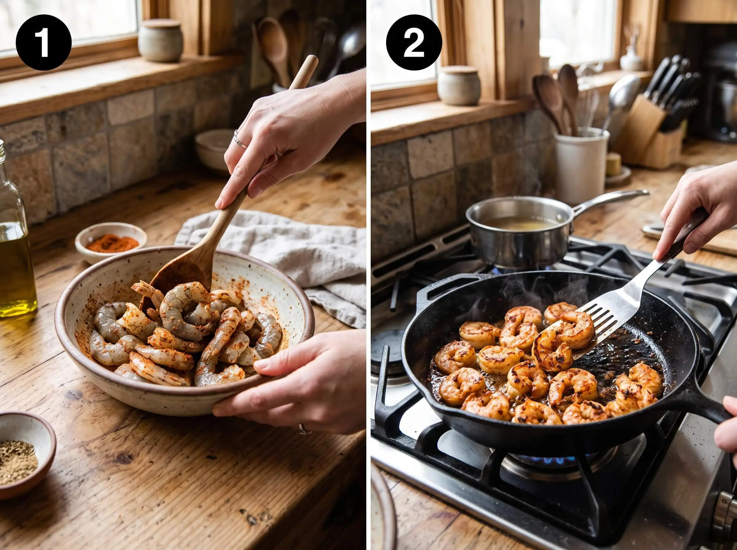 cajun shrimp pasta Season and Cook the Shrimp