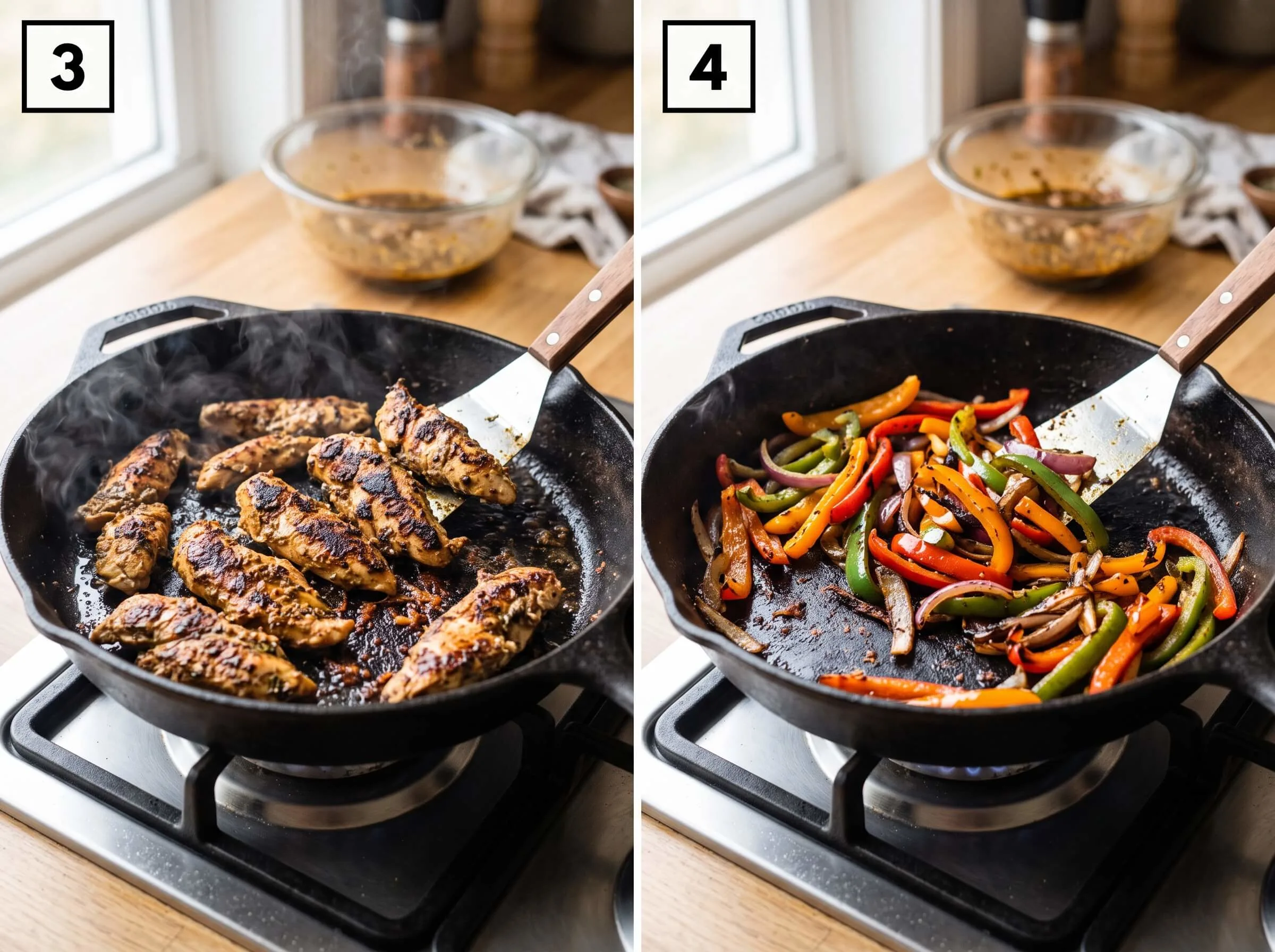 chicken fajita recipe Sear the Chicken and Vegetables