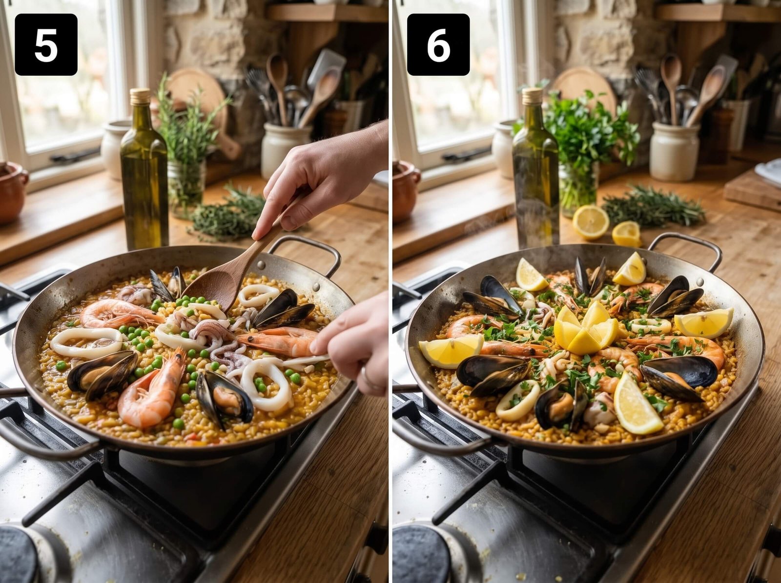 paella recipe Add the Seafood and Finish