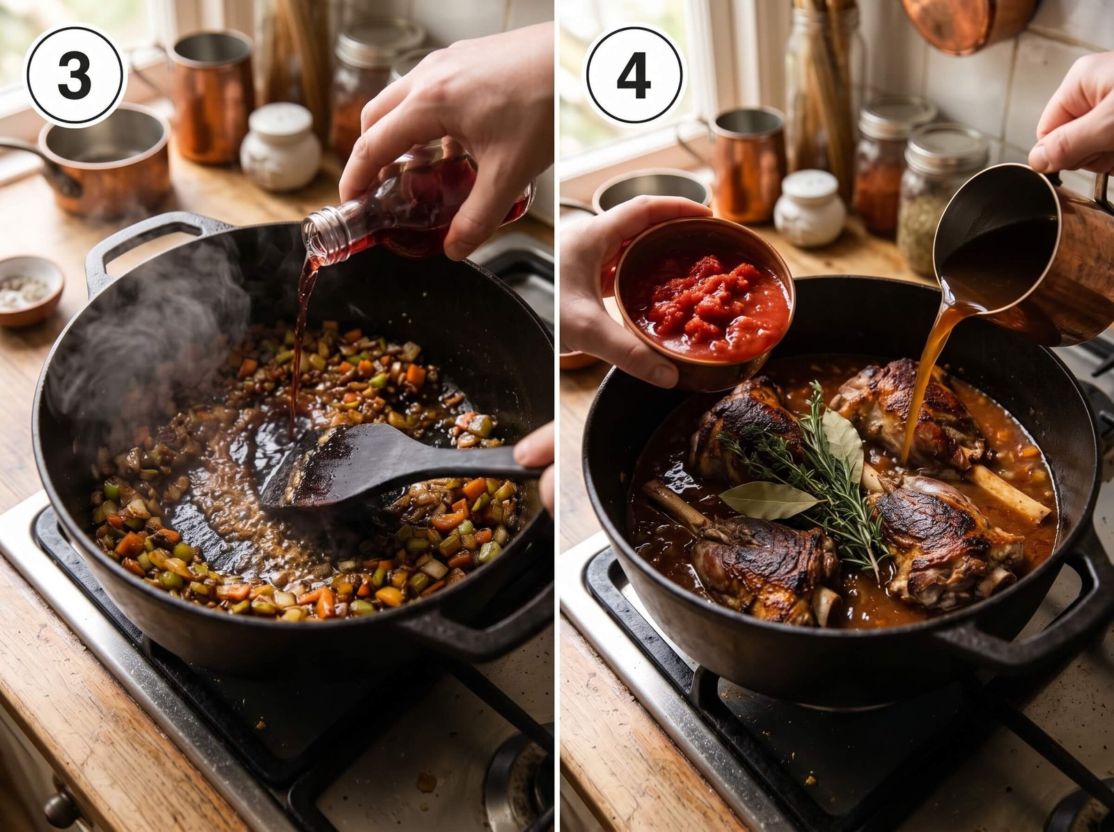 lamb shank meat recipe Deglaze and Add the Braising Liquid