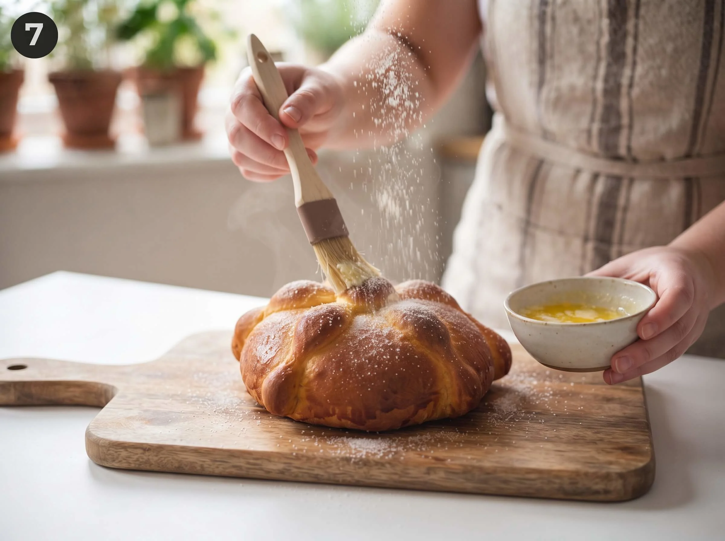 pan de muerto recipe: Finish With Butter and Sugar