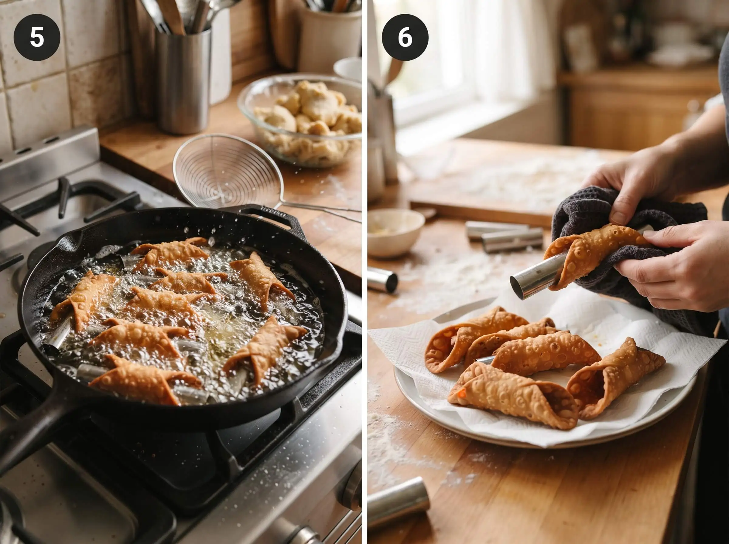 cannoli recipe Fry the Shells