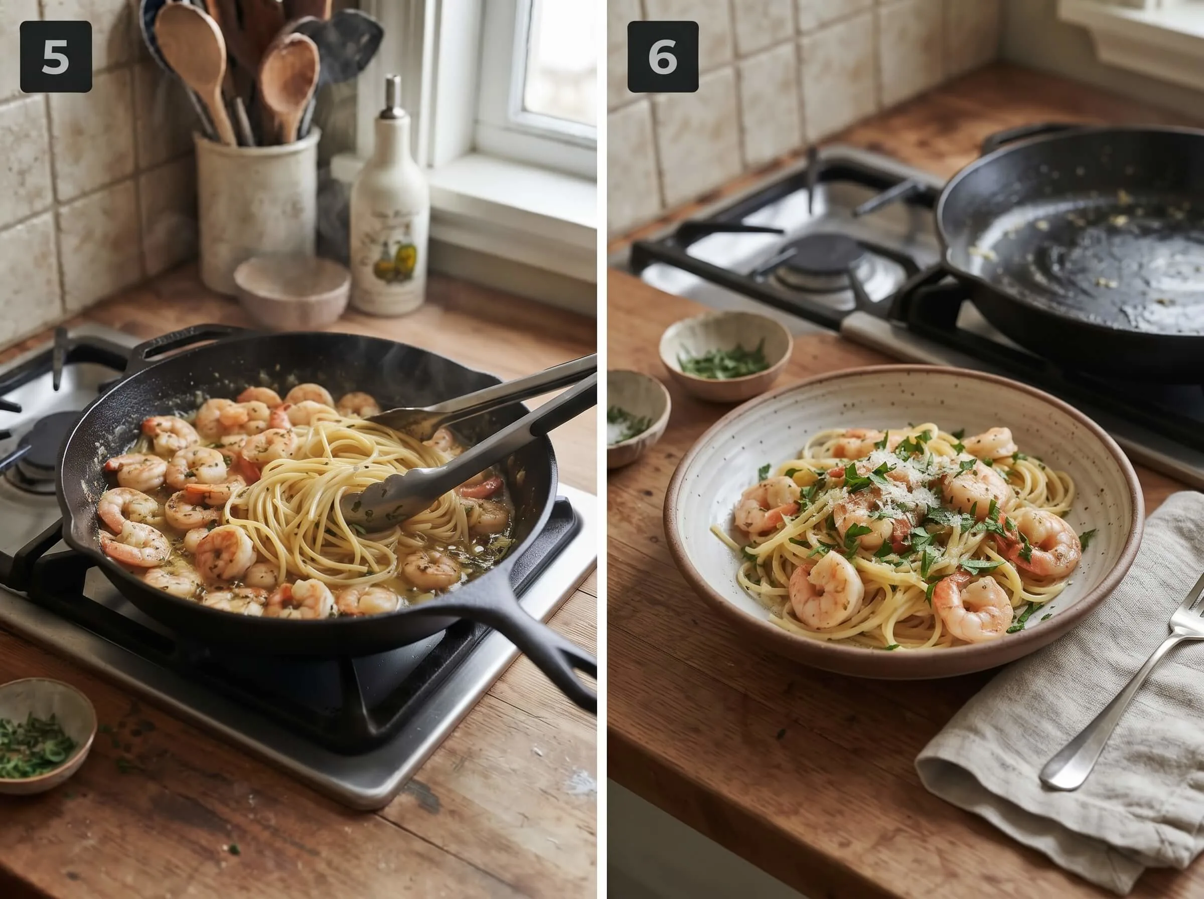 easy shrimp scampi recipe Combine and Serve