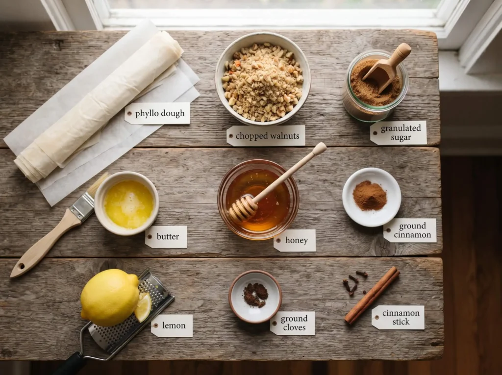 baklava recipe Ingredients
