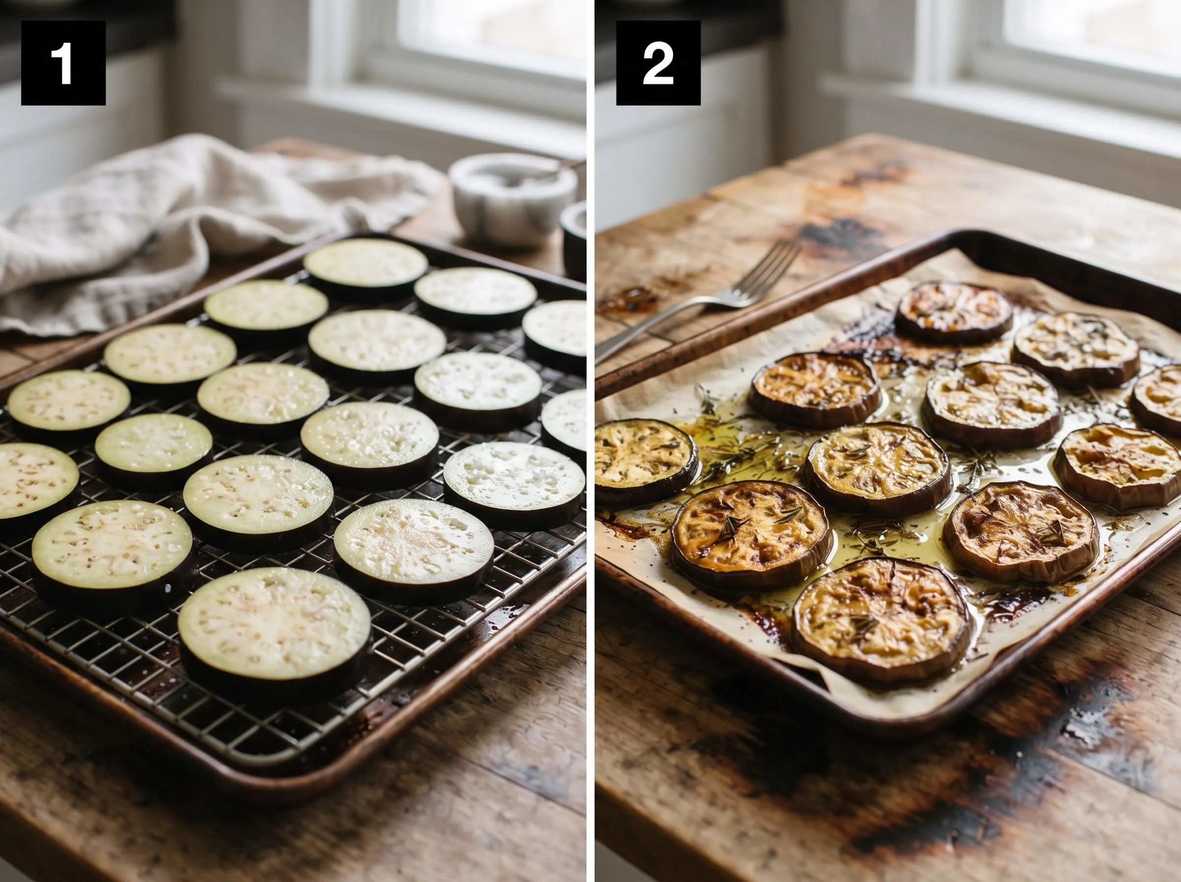moussaka recipe Salt and Roast the Eggplant