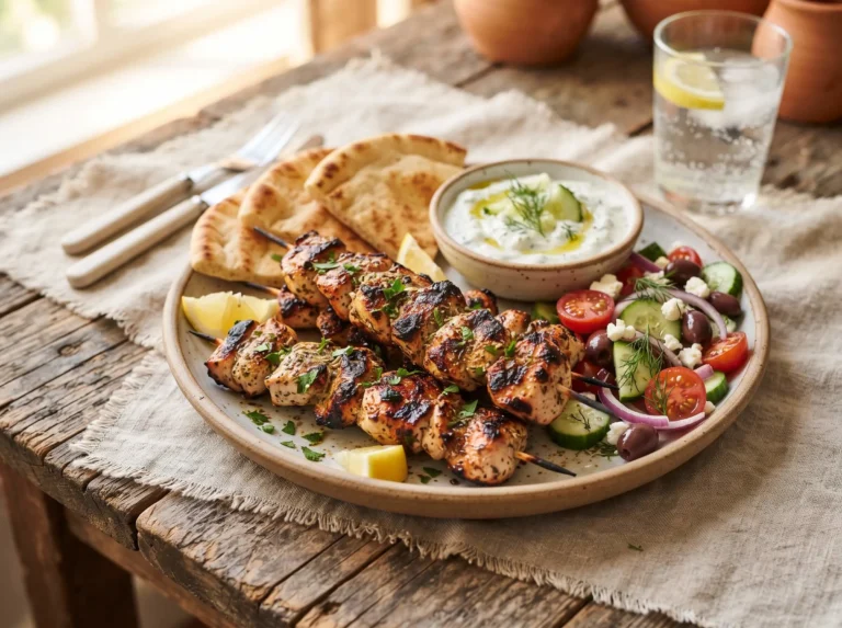 chicken souvlaki main dish