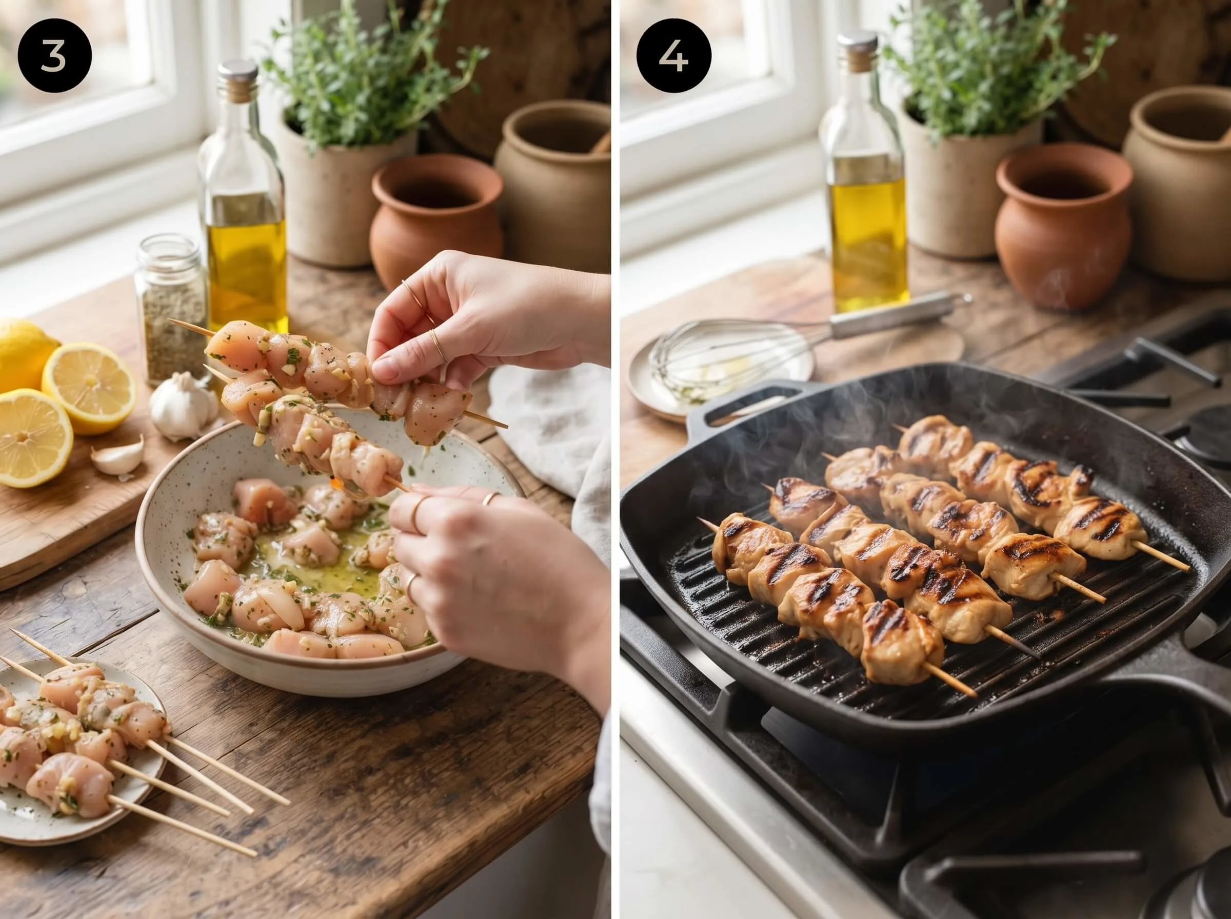 chicken souvlaki Skewer and Grill the Chicken