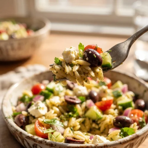 greek orzo salad final dish