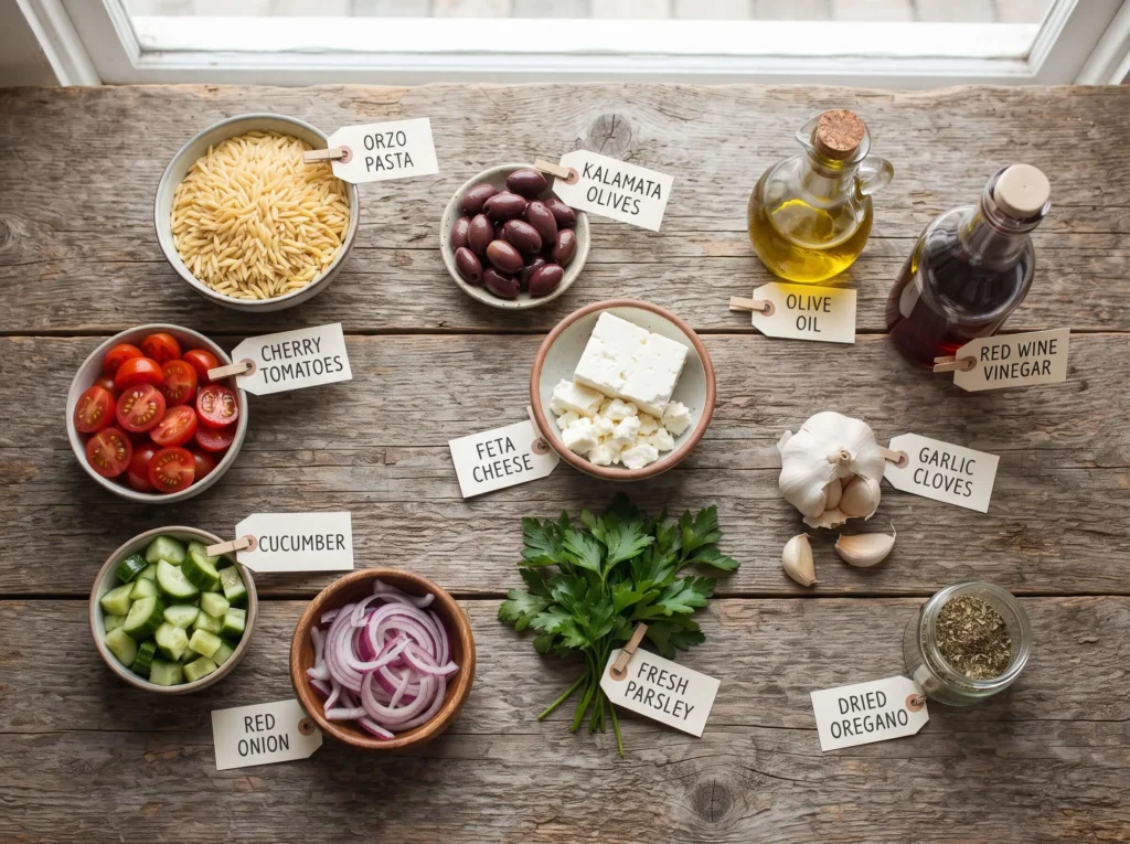 greek orzo salad Ingredients