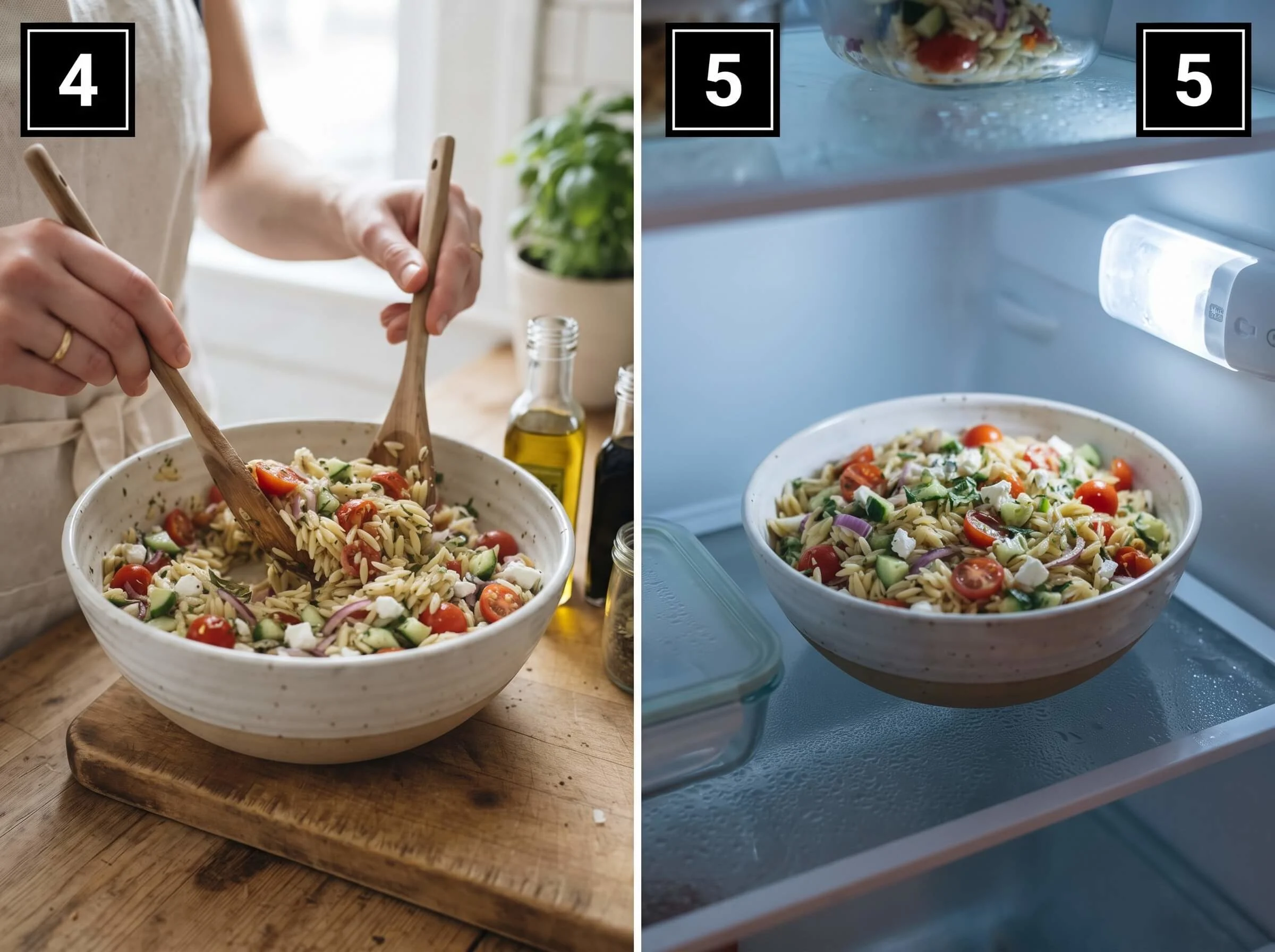 greek orzo salad Combine and Chill