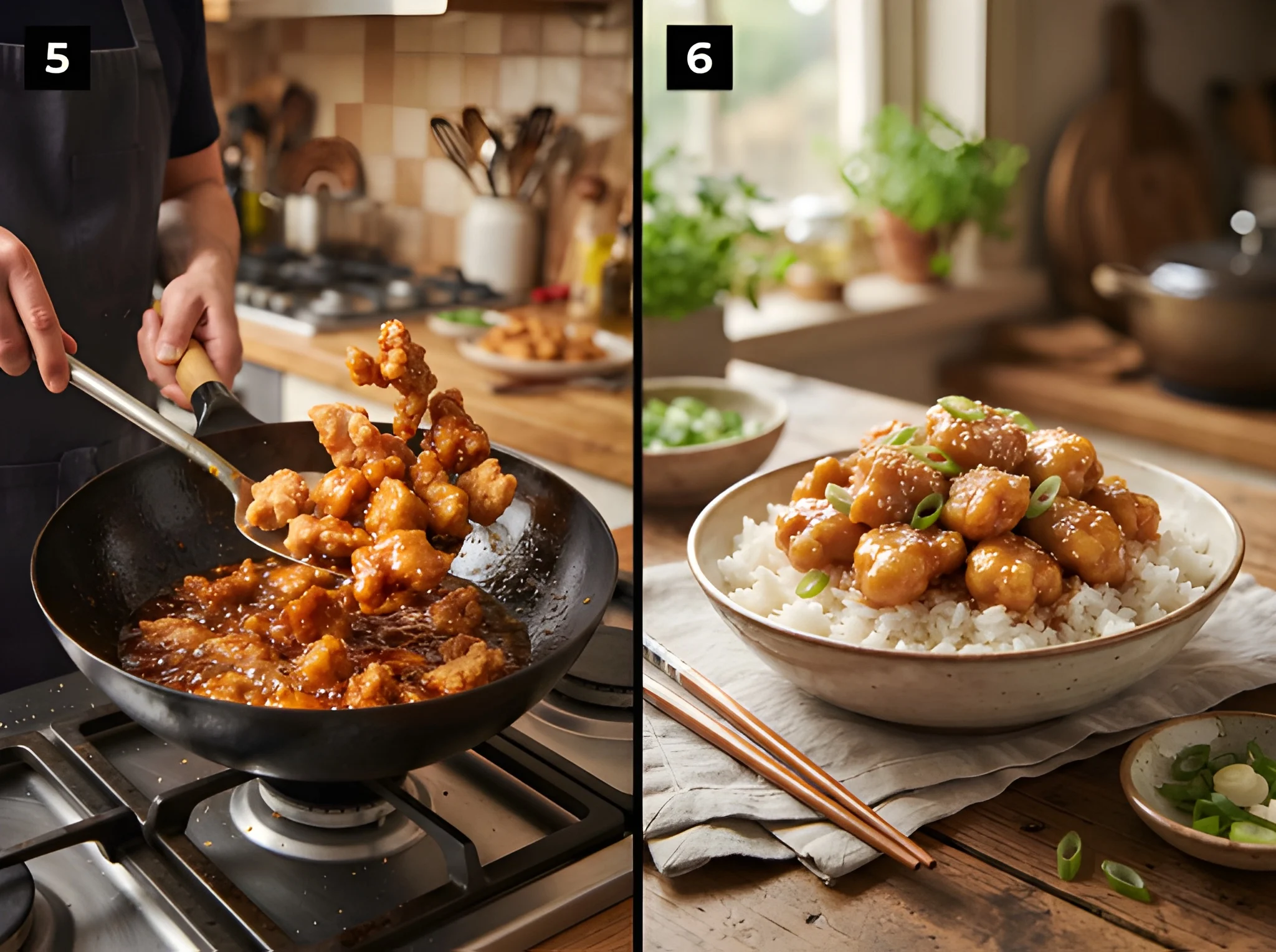 orange chicken recipe Combine and Serve