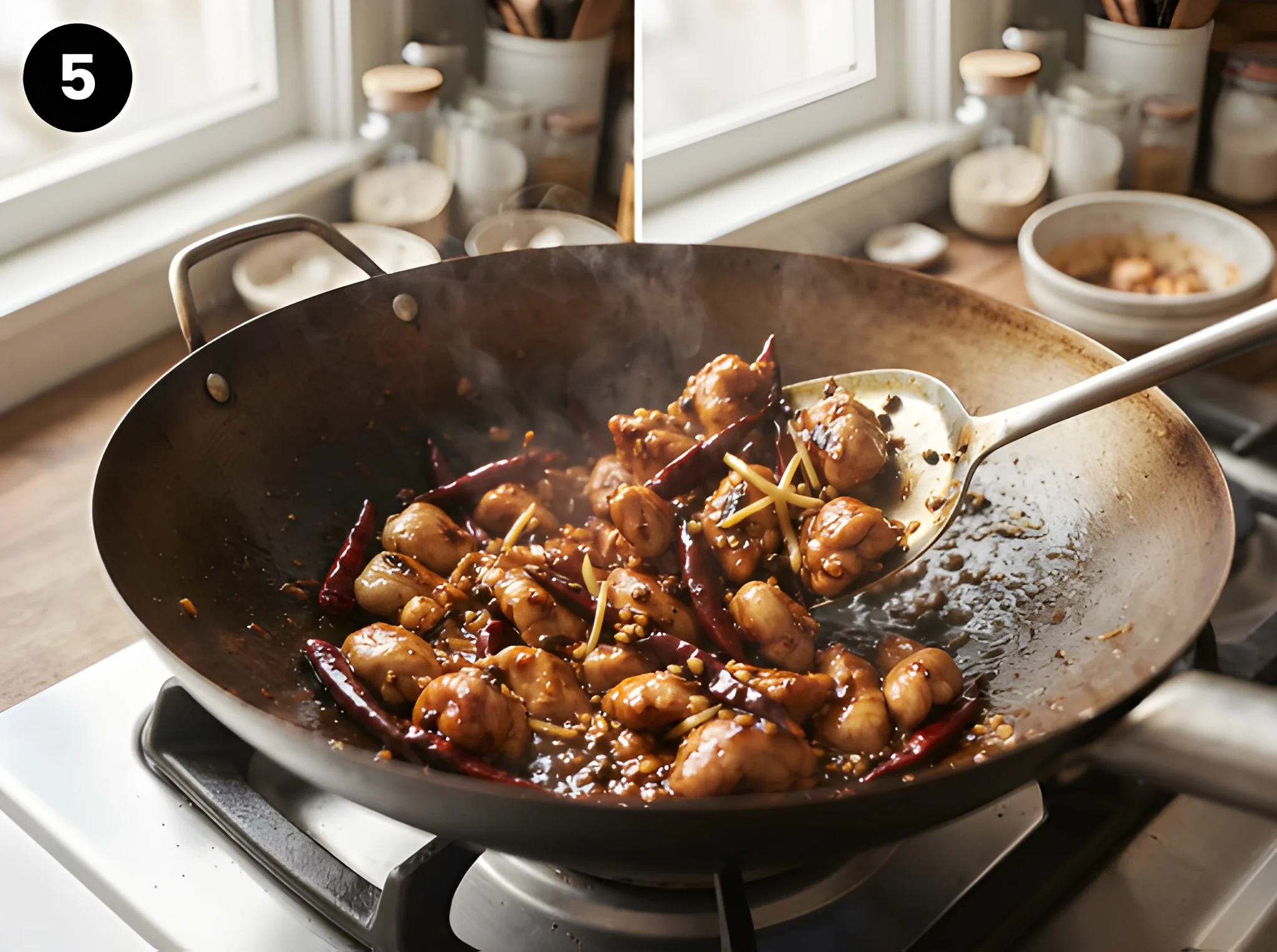 kung pao chicken recipe Add Aromatics and Sauce