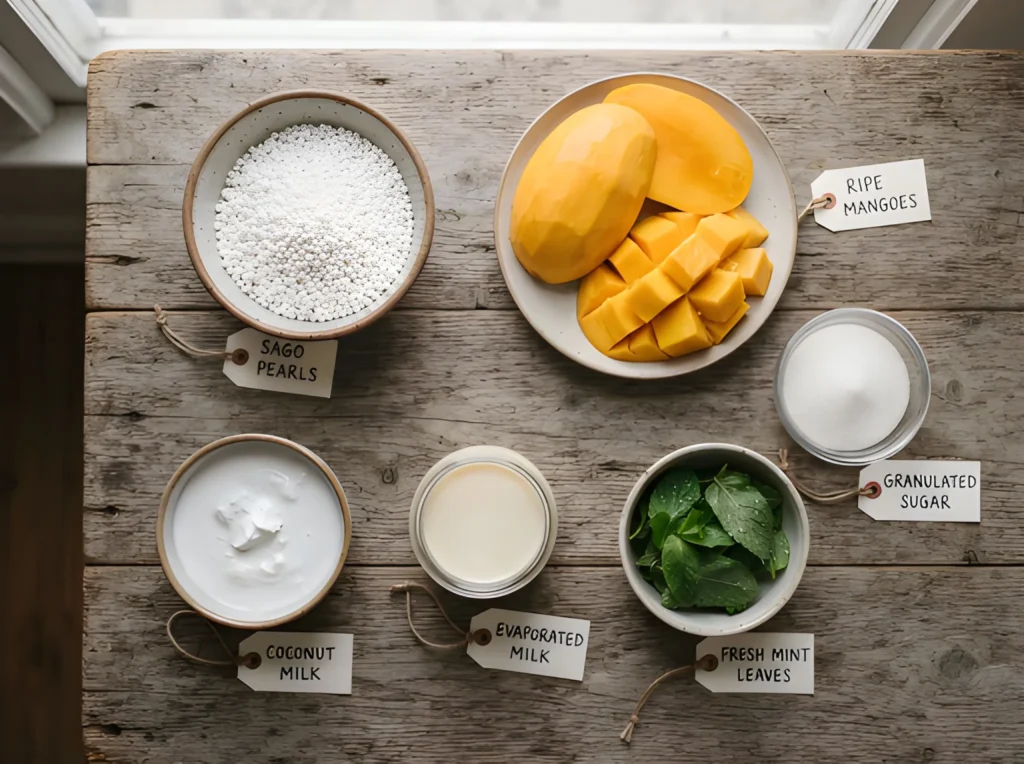 mango sago recipe Ingredients