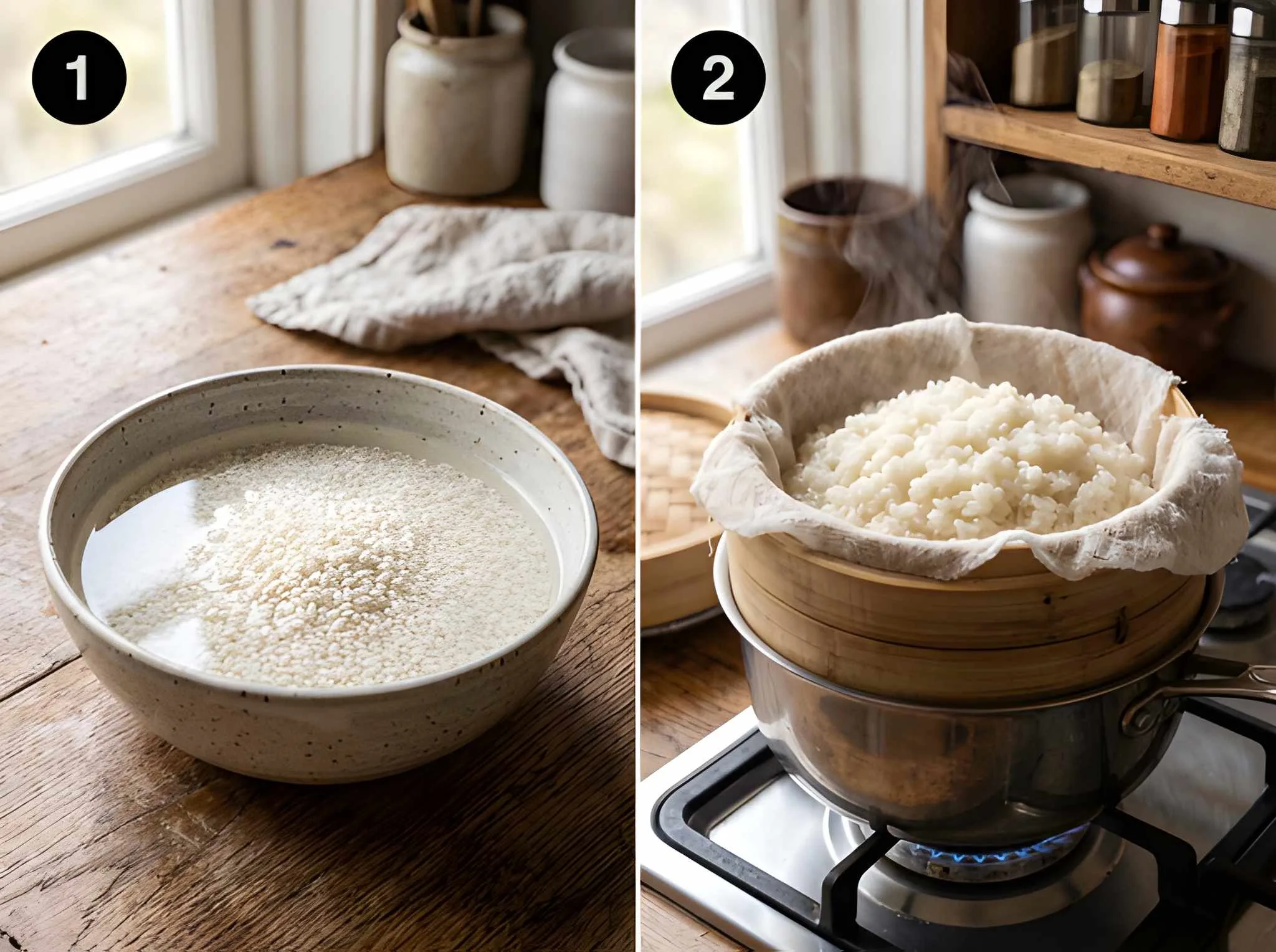 mango sticky rice recipe Soak and Steam the Rice