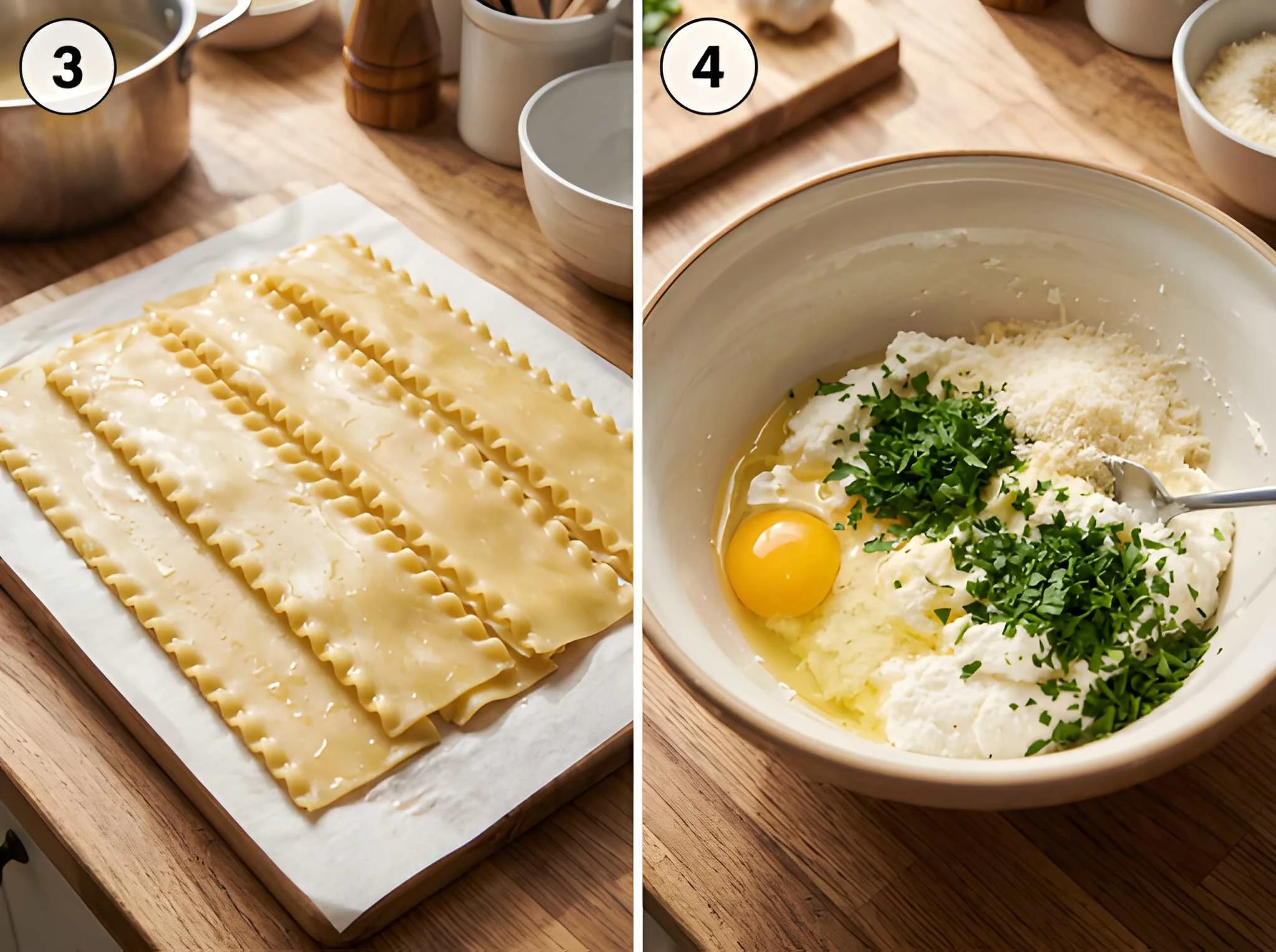 lasagna recipe Prepare the Noodles and Ricotta Filling