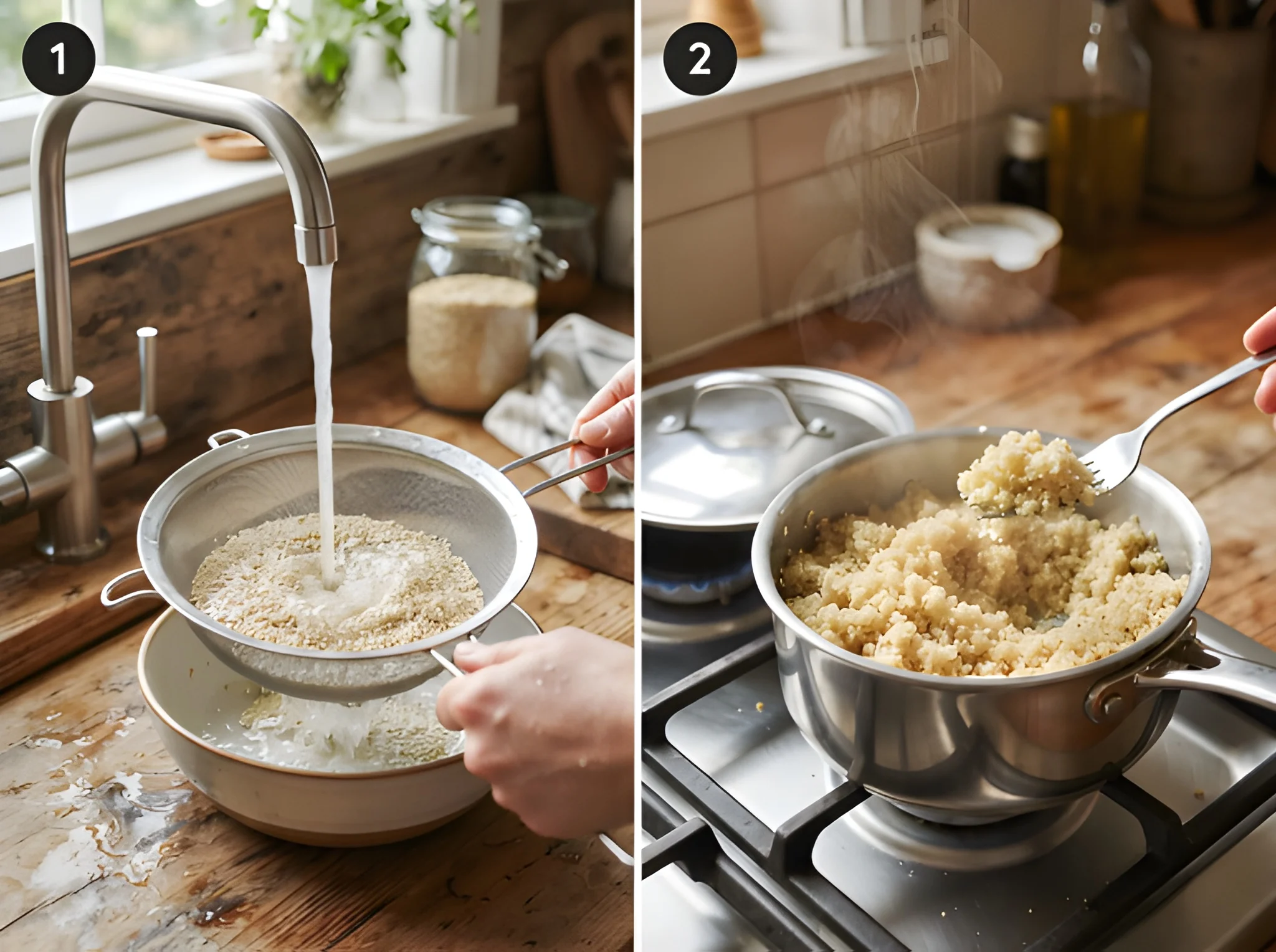 Garlic Butter Shrimp Quinoa Bowl Rinse and Cook the Quinoa