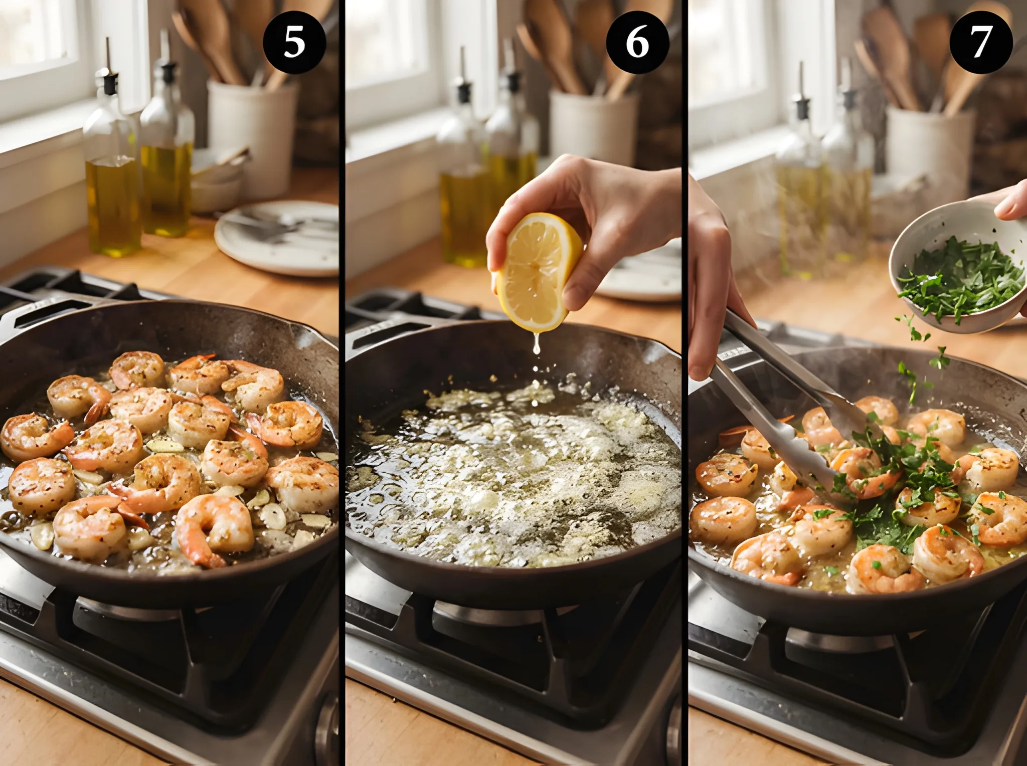 Garlic Butter Shrimp Quinoa Bowl Sear the Shrimp and Make the Garlic Butter
