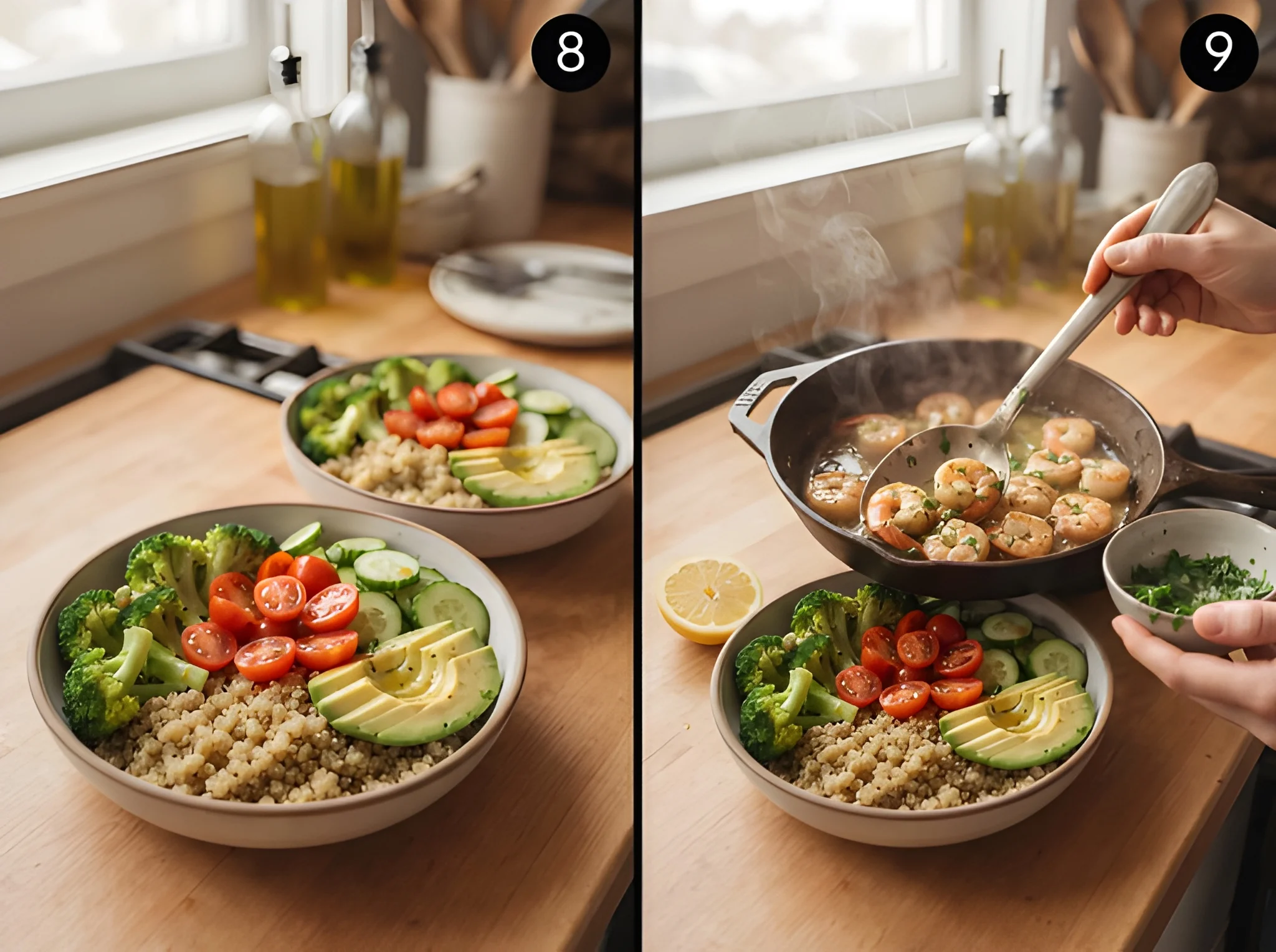 Garlic Butter Shrimp Quinoa Bowl Build the Bowls